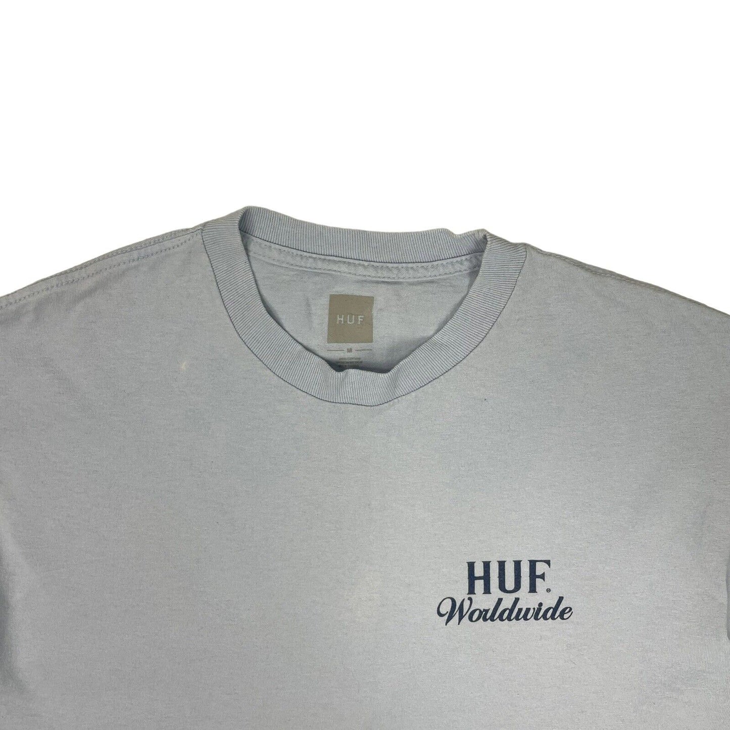 HUF Logo T-Shirt Baby Blue Long Sleeve Mens Medium