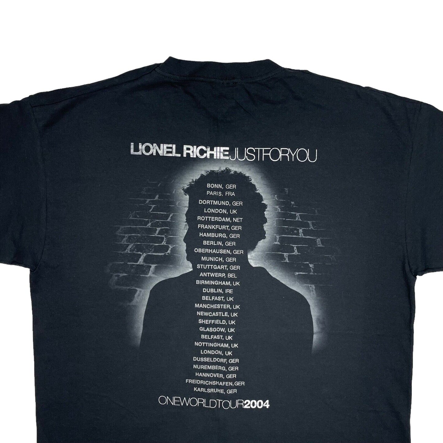 00’s Lionel Richie Just For You Europe Tour T-Shirt Mens XL Black 2004