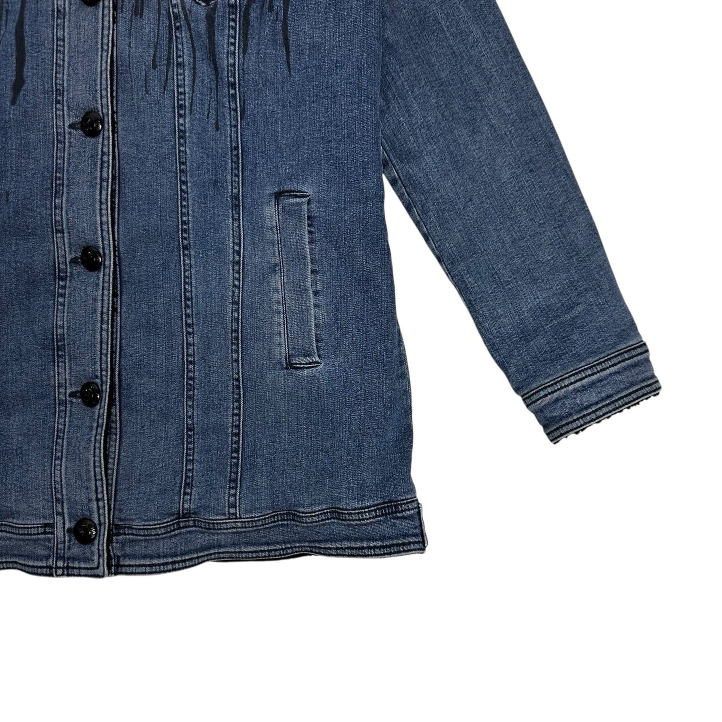 Love Moschino Denim Jacket Women’s UK12 US8 Sherpa Lining Made In Italy