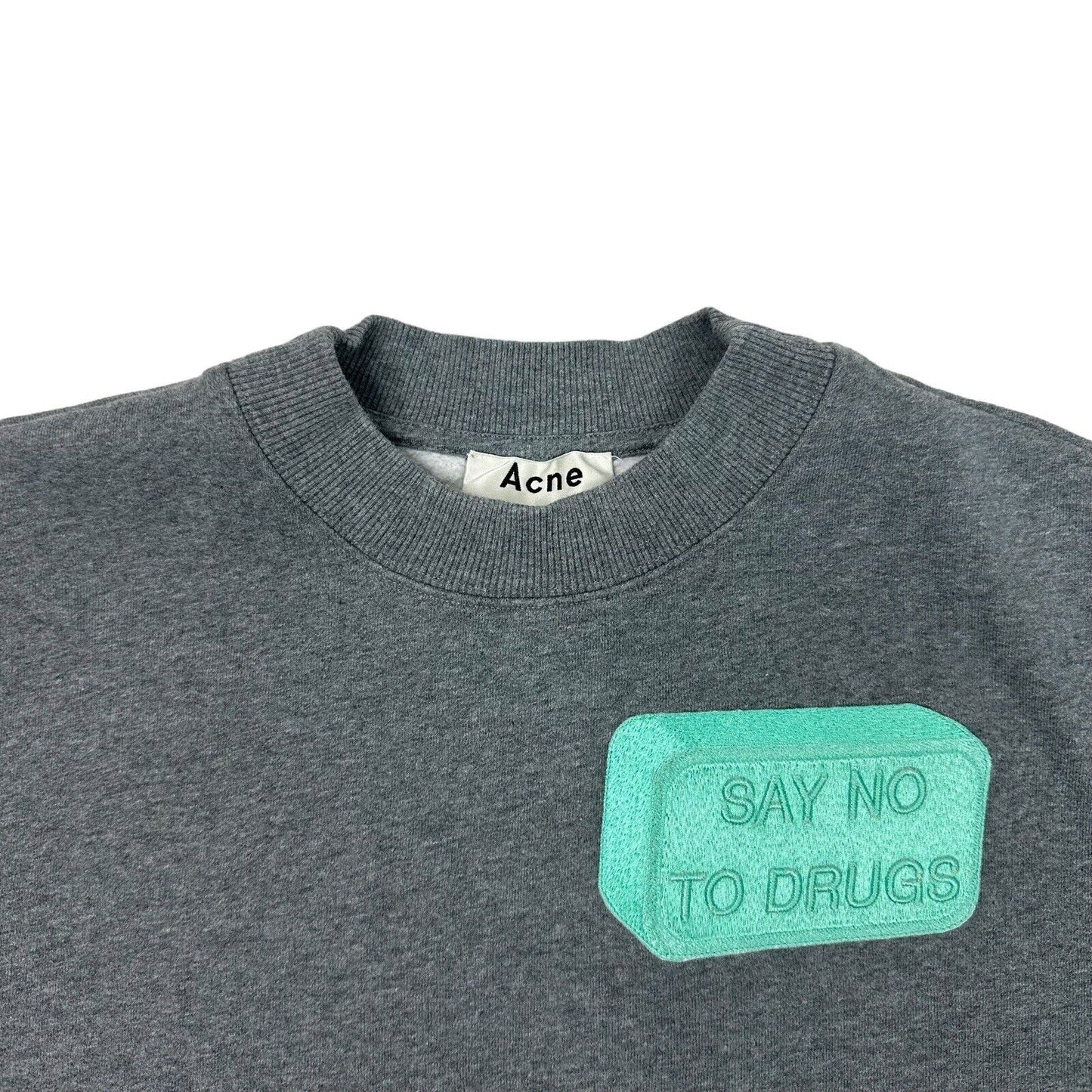 Acne Studios Cropped Logo Jumper Grey Womens Medium AW15