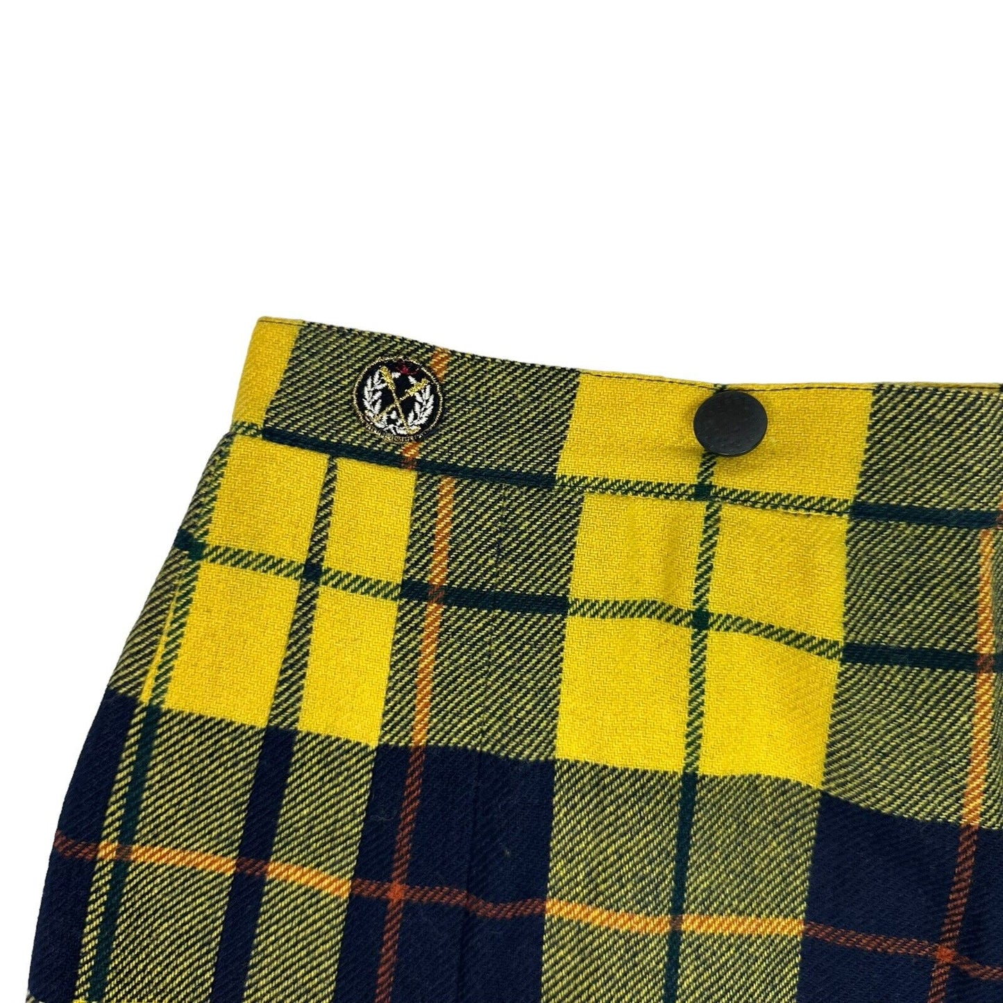 Vintage Valentino Sport Pleat Skirt 26w Yellow Tartan Made In Italy NWT 80’s