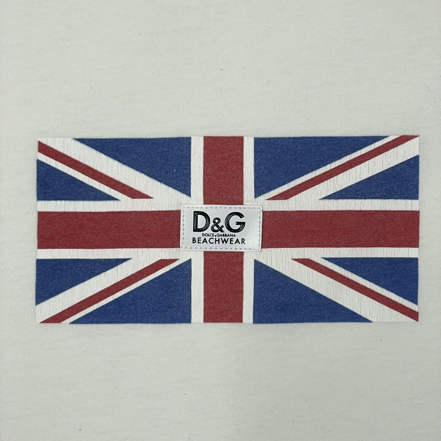 Dolce & Gabbana Beachwear White T-Shirt Mens Medium Union Jack Graphic Print