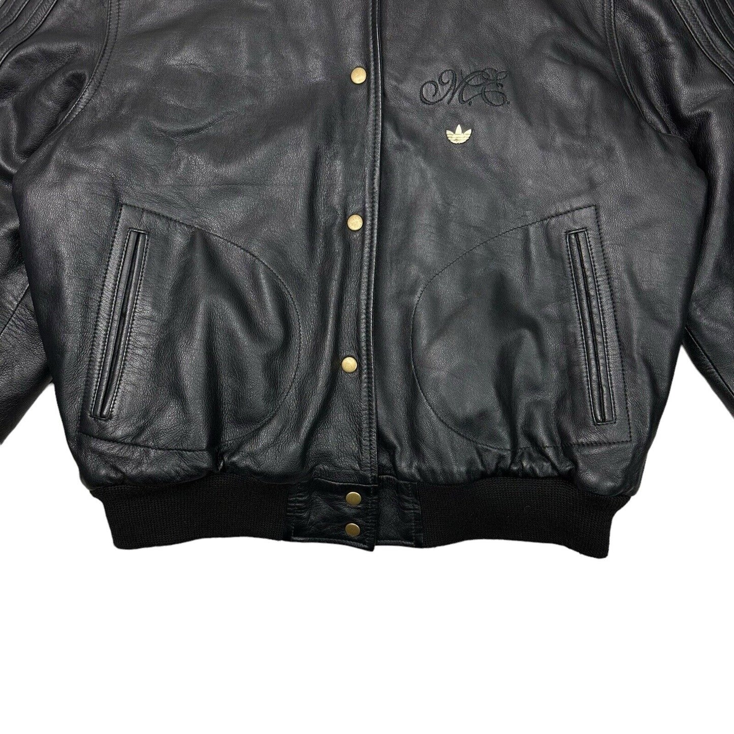 AW04 Adidas Missy Elliot Leather Jacket Small Black Embroidered Respect Me