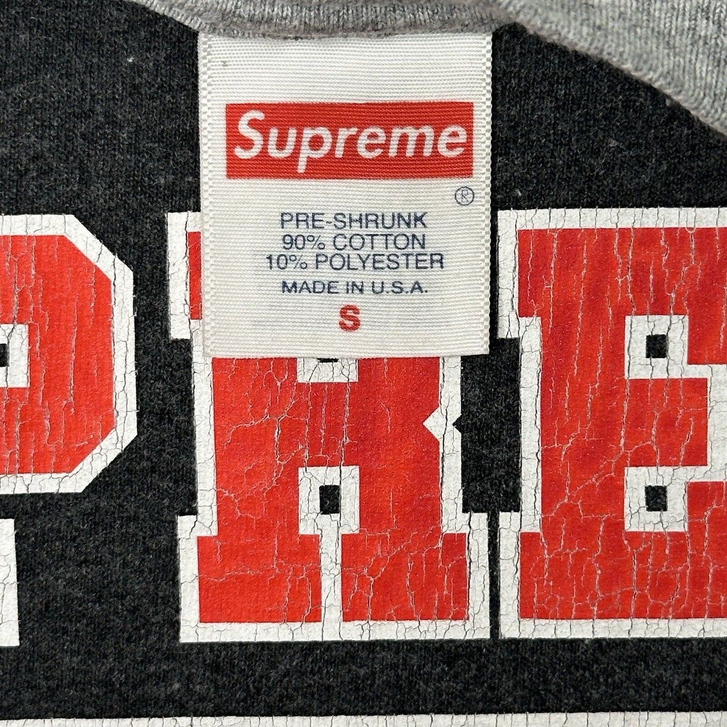 Supreme New York Tee Grey Mens Small Graphic Logo Print Made In USA