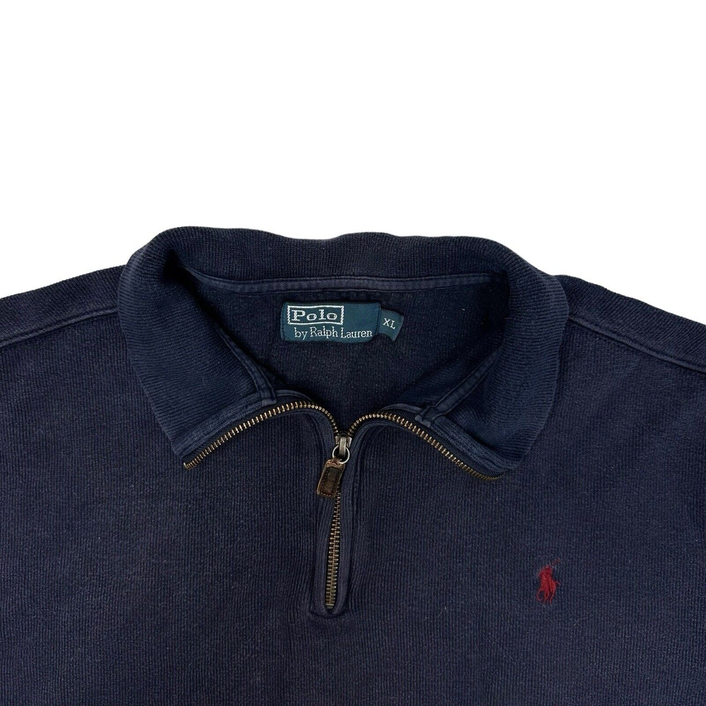 Vintage Polo Ralph Lauren Quarter Zip Jumper Navy Blue Mens XL