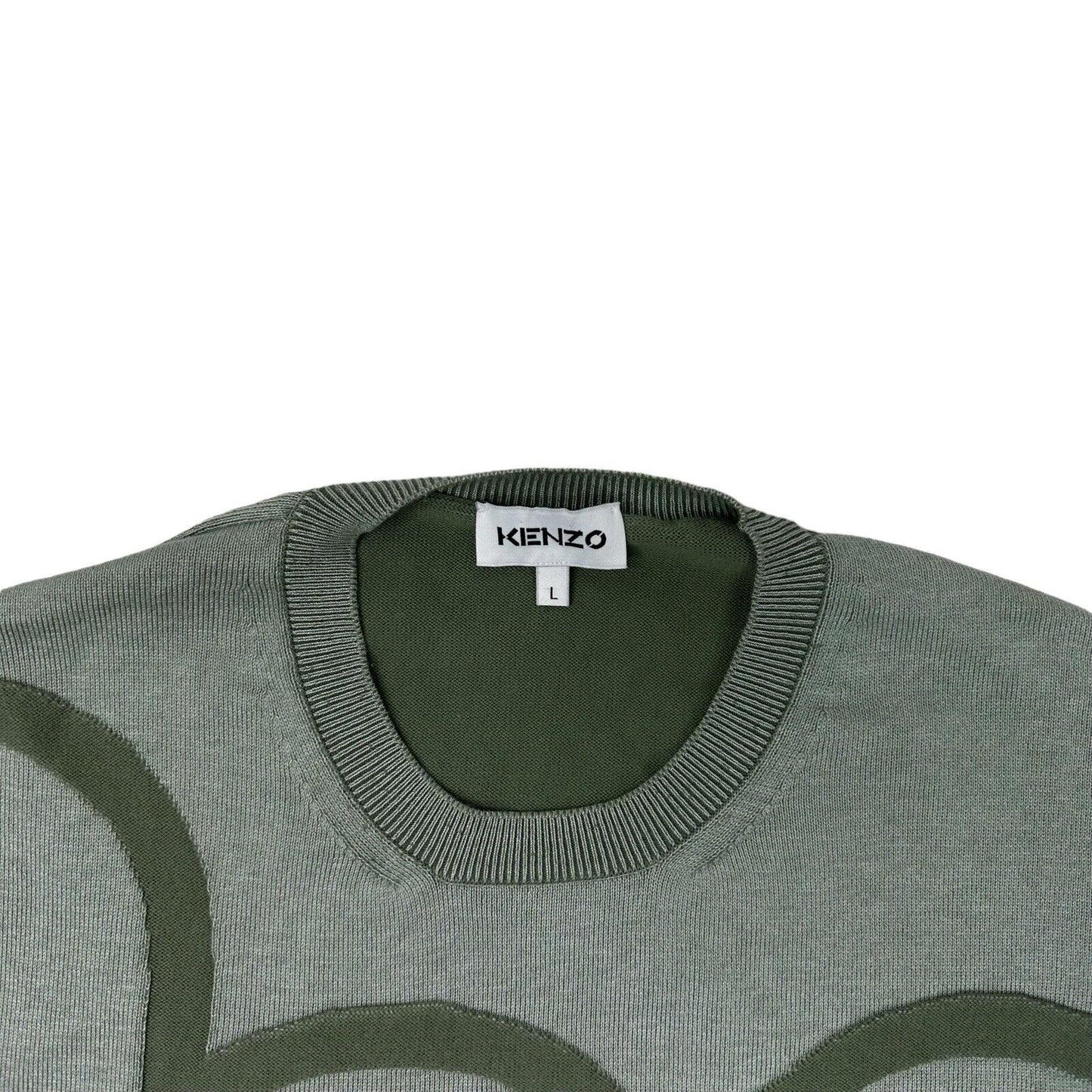 Kenzo Abstract K-Tiger Jumper Mens Large Green Made In Italy