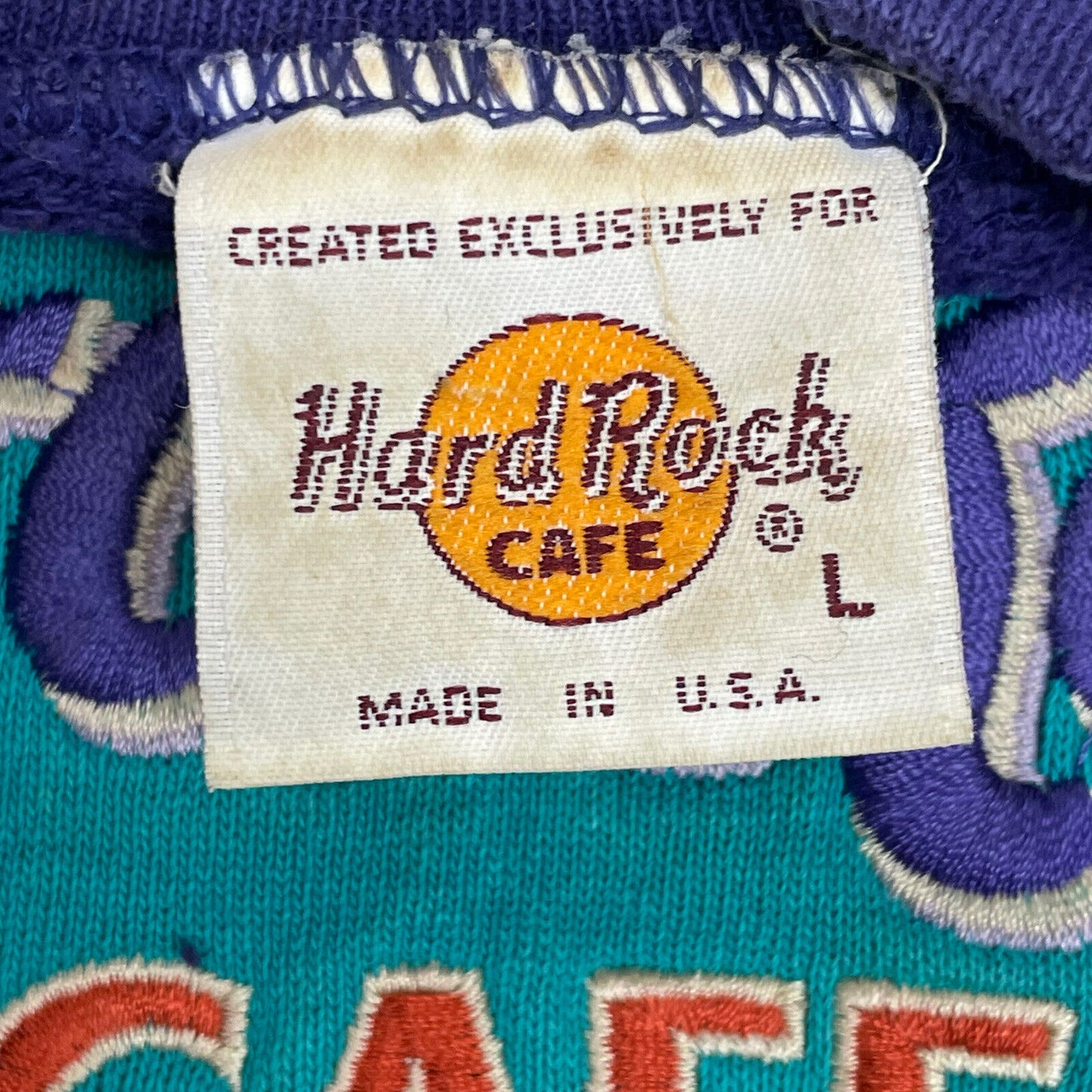 Vintage Hard Rock Cafe Honolulu Crew Neck Jumper Purple Made In USA Embroidered