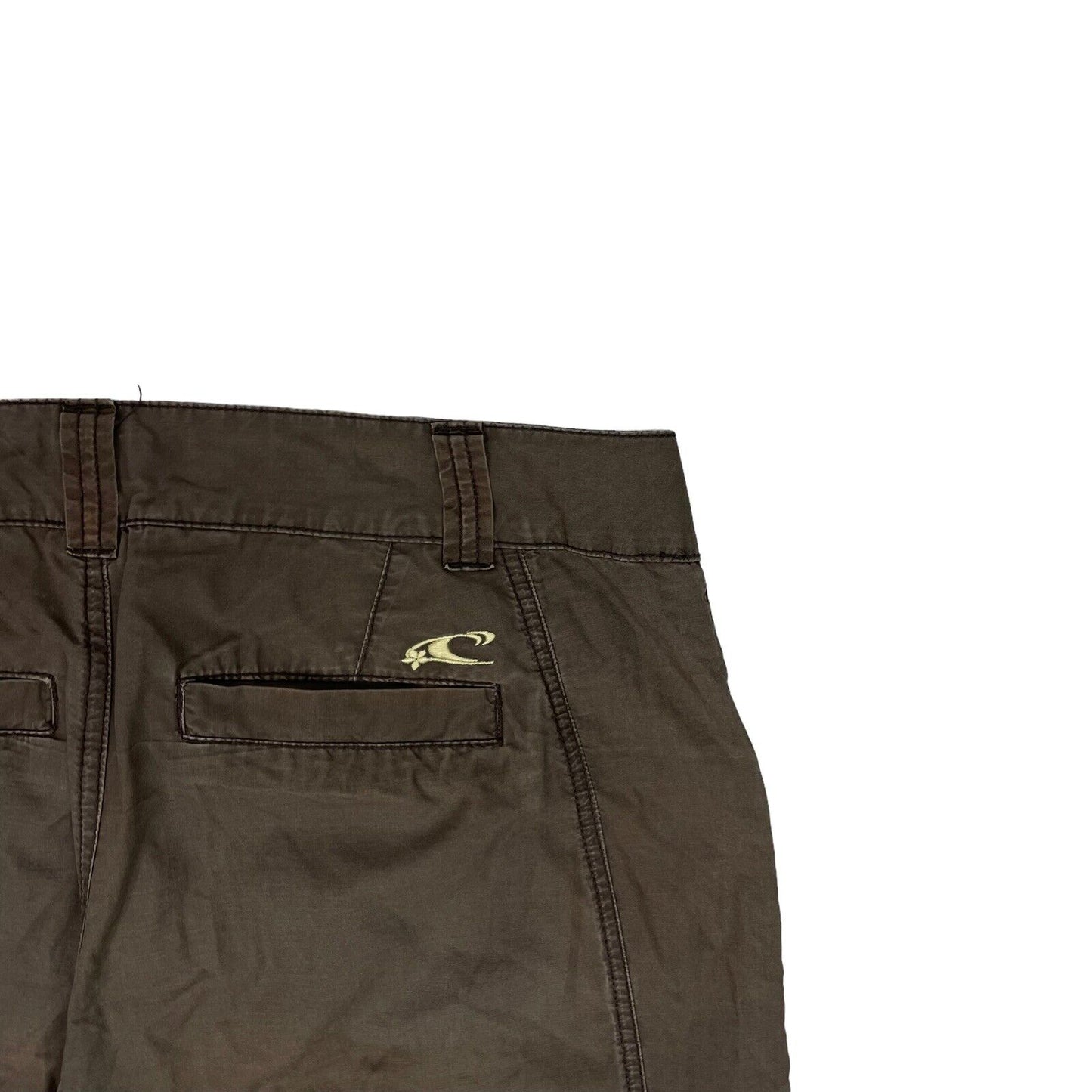 00’s O’Neill Low Rise Cargo Shorts Brown Womens 31w Embroidered Design