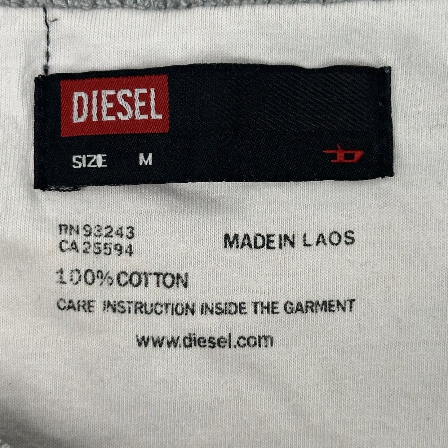 00’s Diesel T-Shirt Grey Mens Medium Embroidered Logo