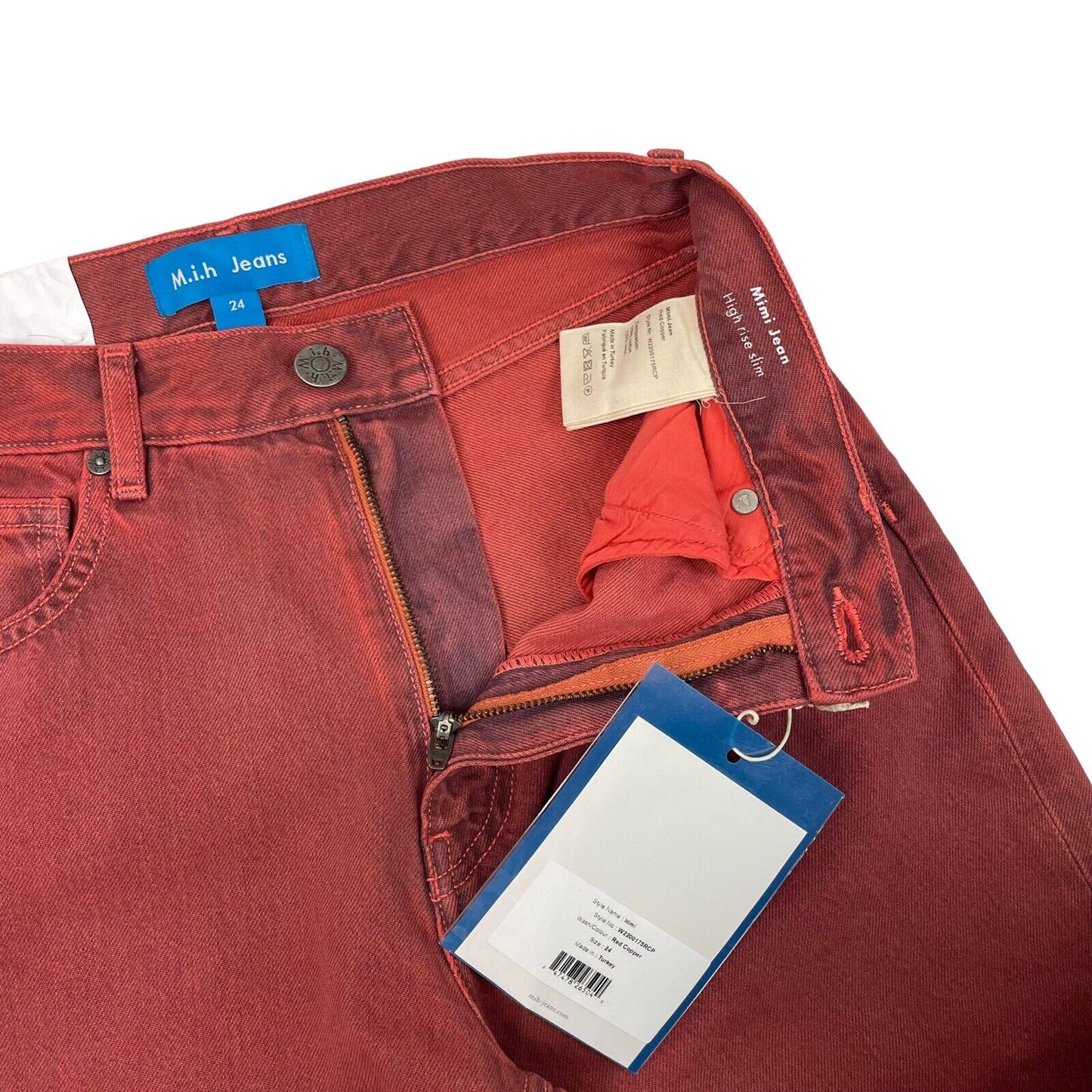 NWT M.i.h Mimi Jeans Red Copper Skinny Jeans Womens 24w 27l