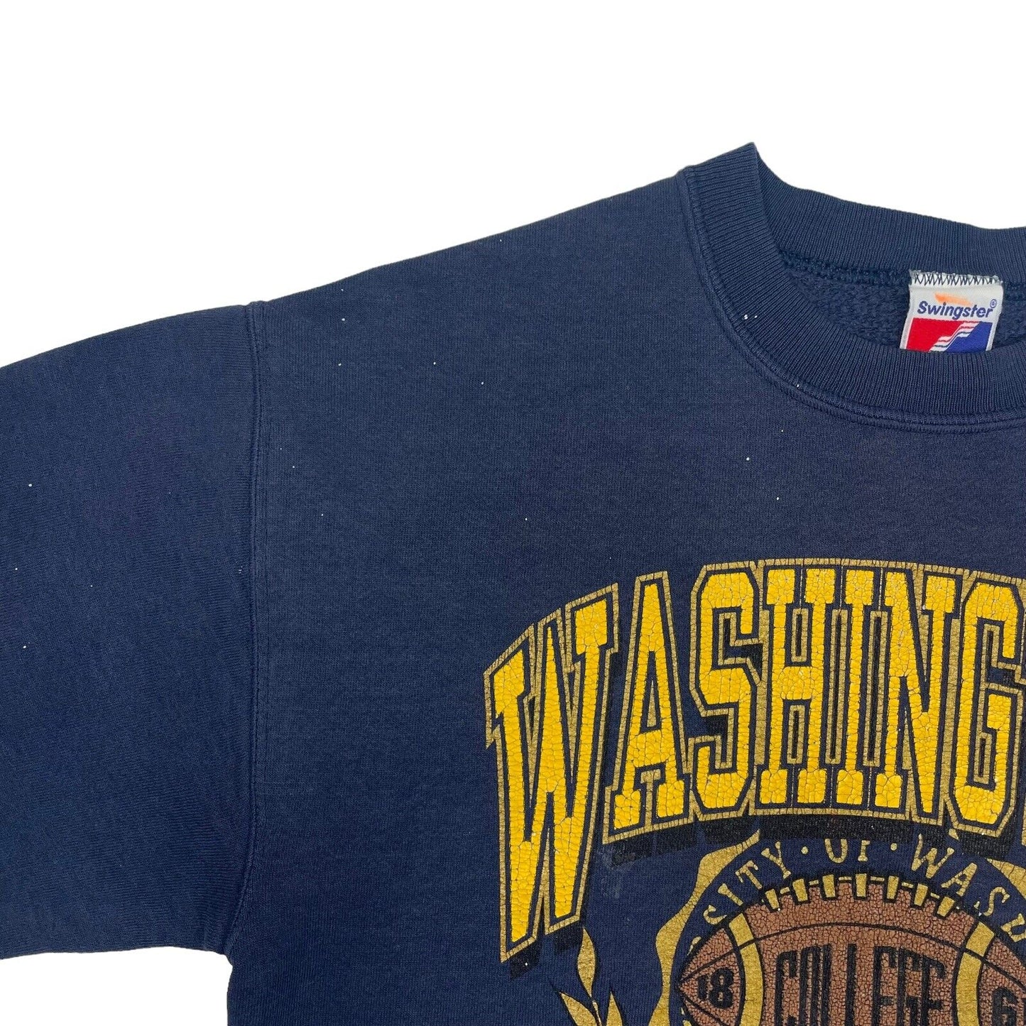 Vintage Washington Huskies Crew Neck Jumper Navy Blue Mens Medium Made In USA