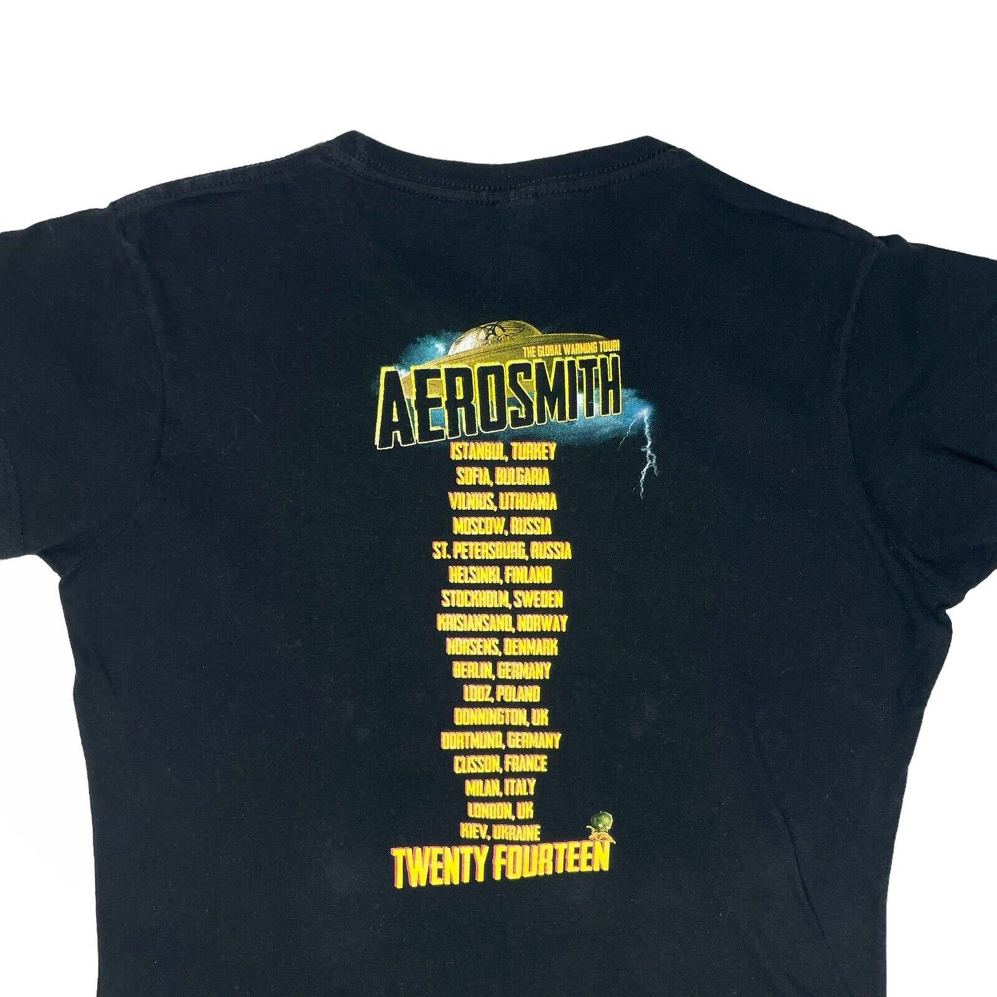 2014 Aerosmith Tour T-Shirt Womens Large Black The Global Warming Tour