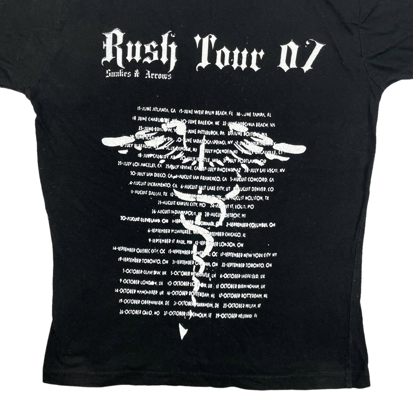 2007 Rush Tour T-Shirt Womens Small Black Snakes & Arrows