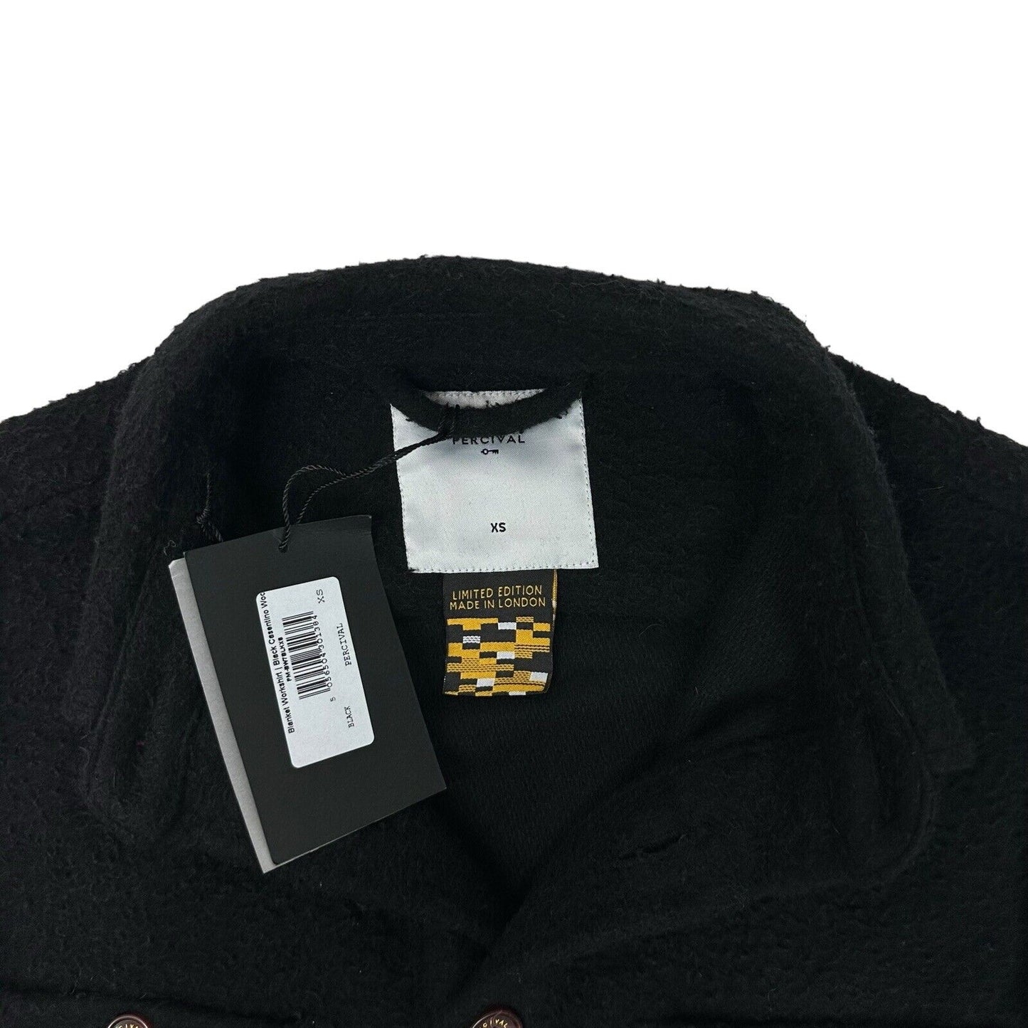 NWT Percival Blanket Workshirt Fleece Jacket Mens XS Made In UK Black