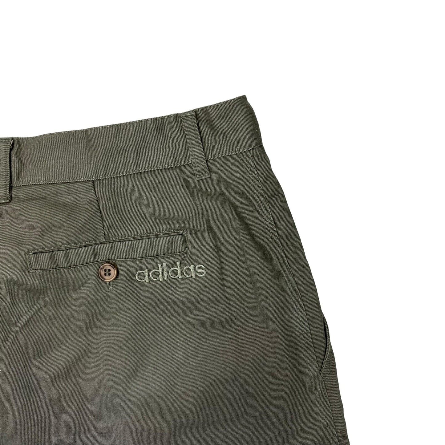 Vintage Adidas Pleated Chino Shorts Khaki Green Mens 38w