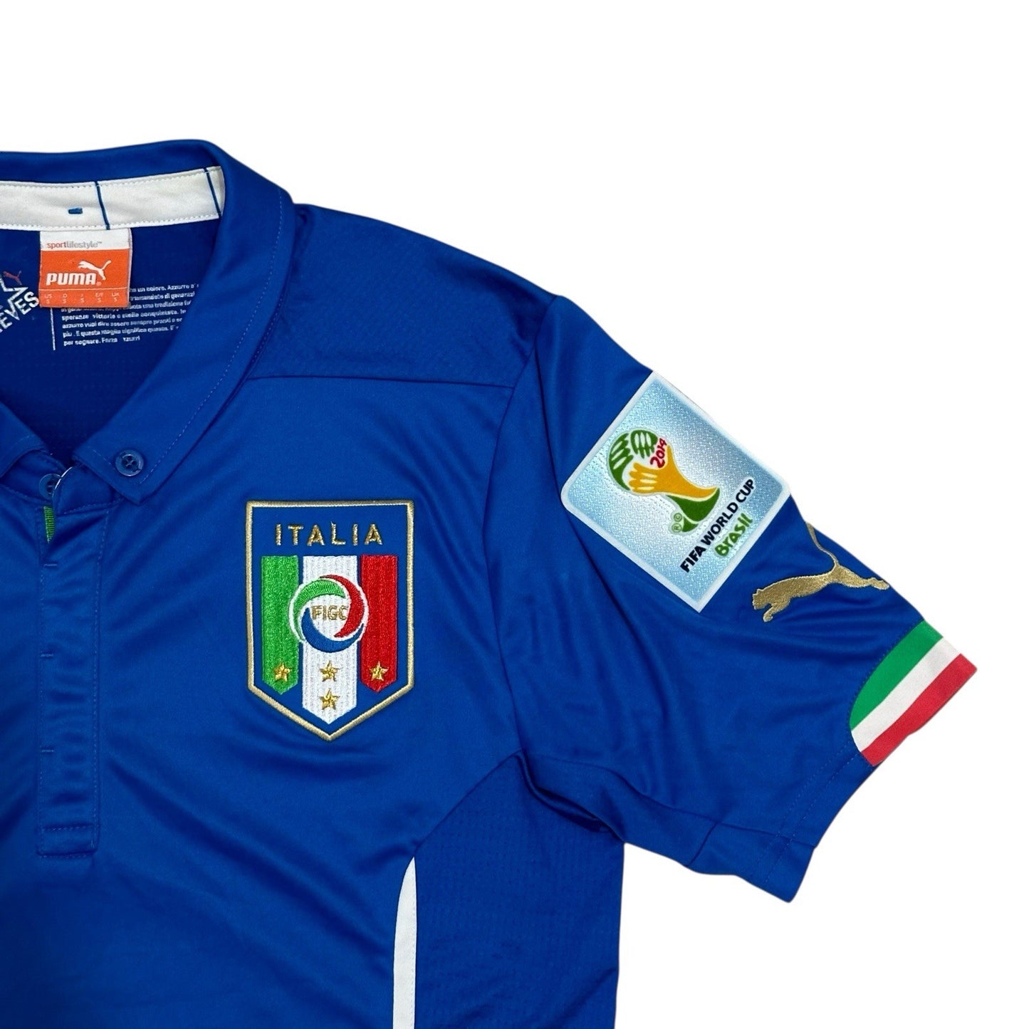 2014-2015 Italy Puma Football Shirt Men’s Small Blue With Patches