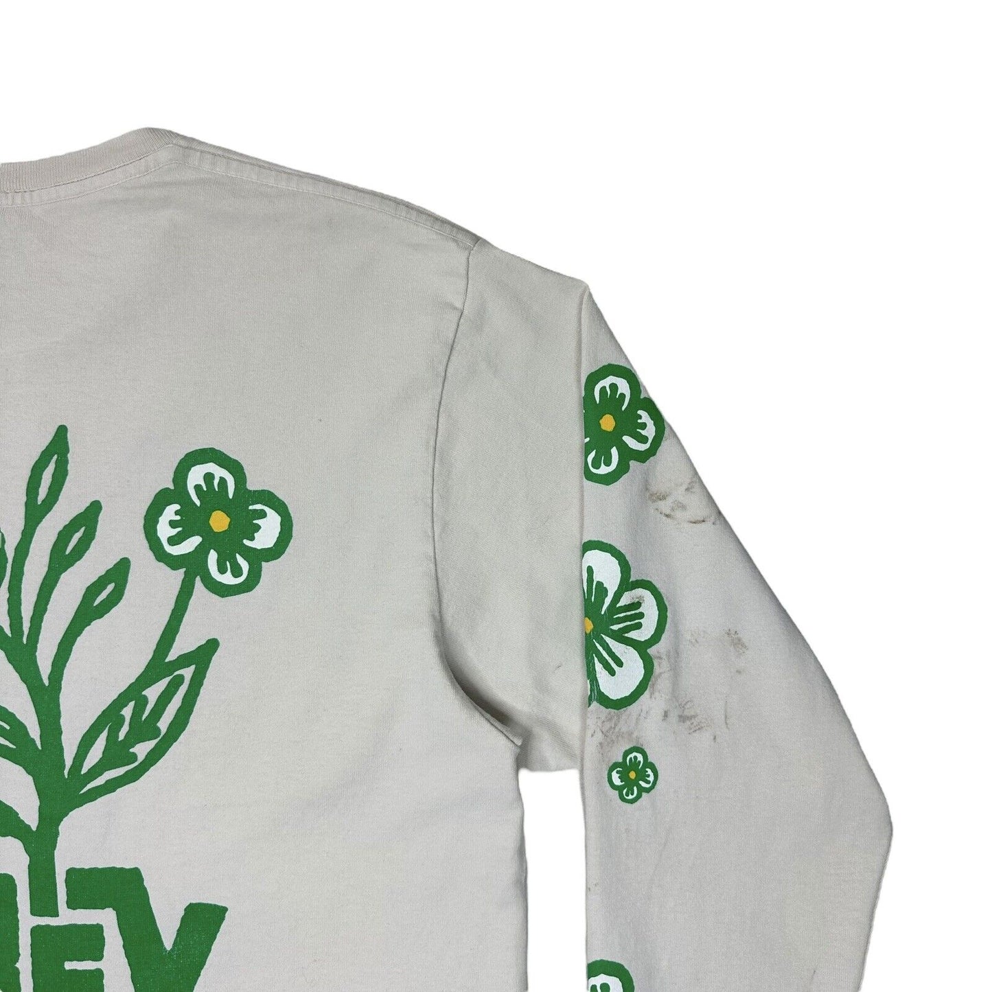 Obey Bloom On Long Sleeve T-Shirt Mens Medium White Graphic Print