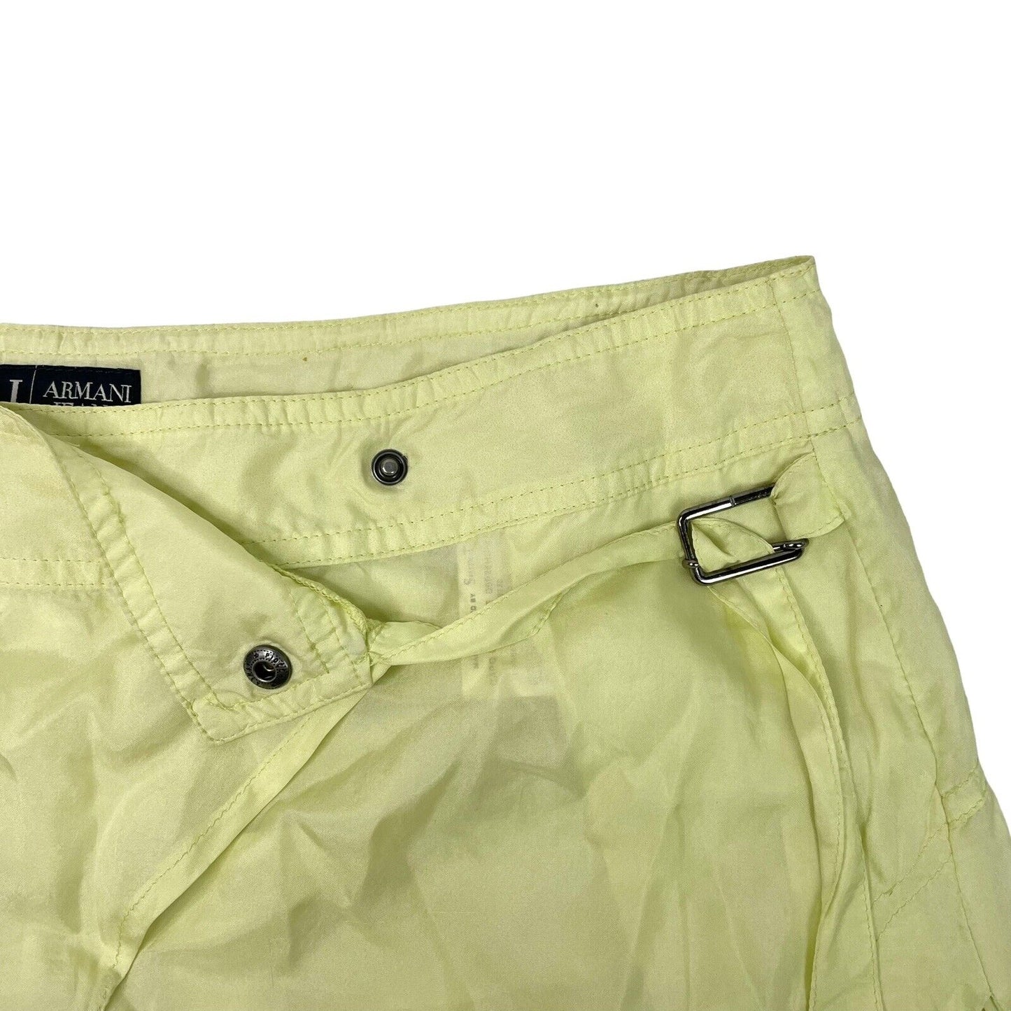 00’s Armani Jeans Cropped Chiffon Cargos Lime Green Women’s 29w Made In Italy