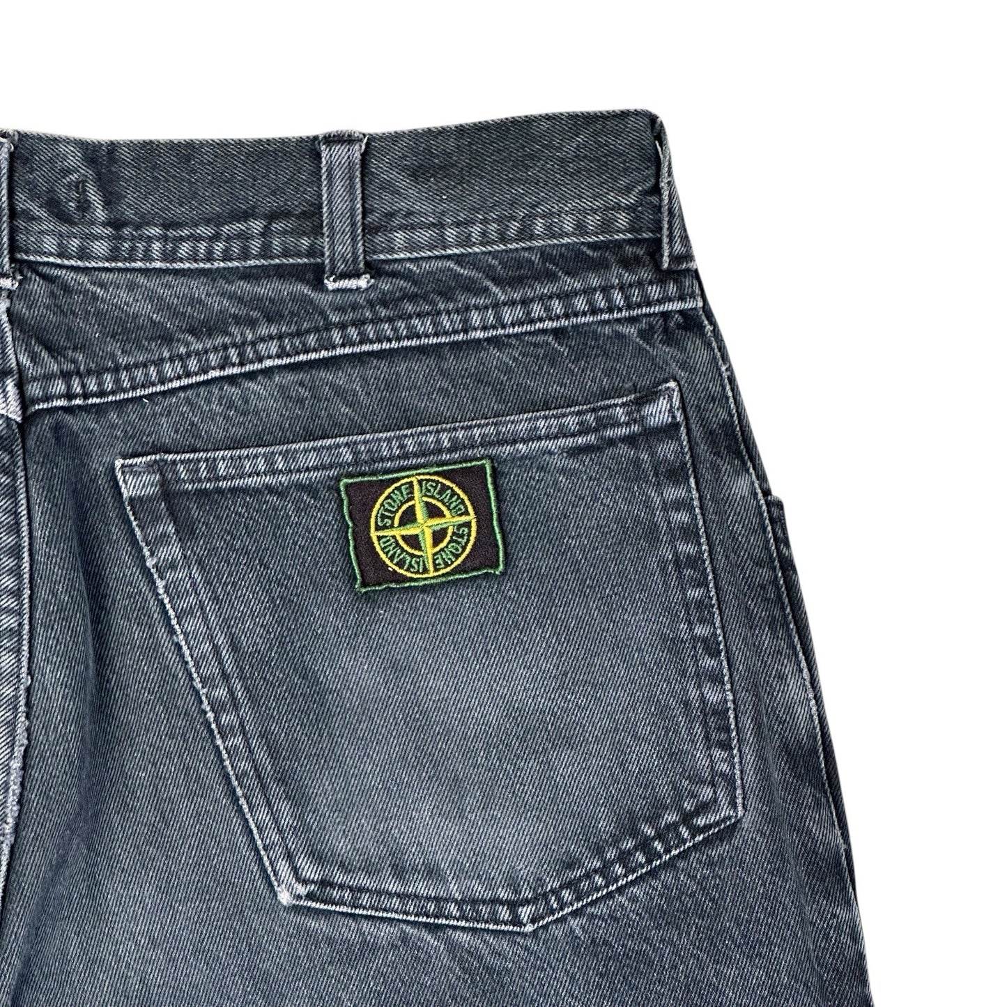 Vintage Stone Island Jeans Blue 35w 33l Made In Italy Green Edge Badge