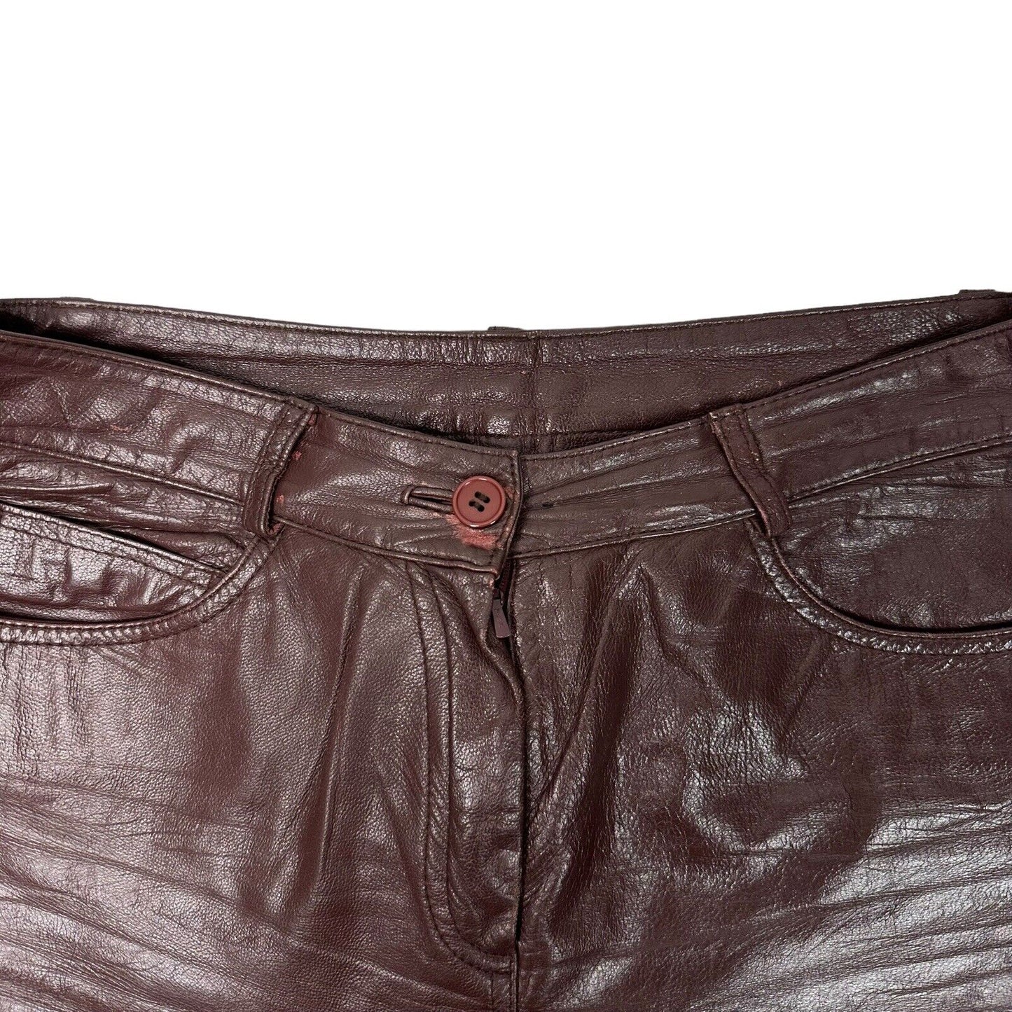 80’s Vintage Leather Trouser Womens 28w 30l Brown