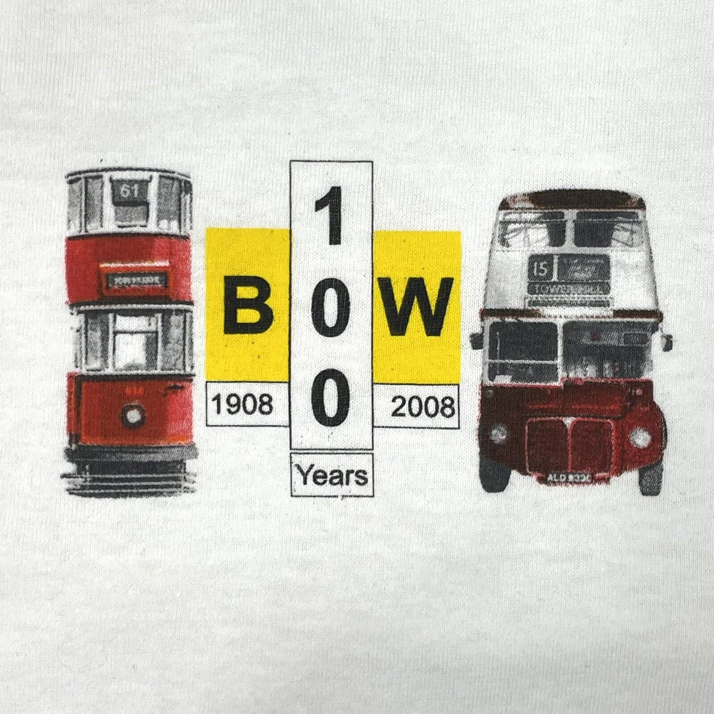 00’s London Bus T-Shirt 100th Anniversary Mens Large White 2008 TFL