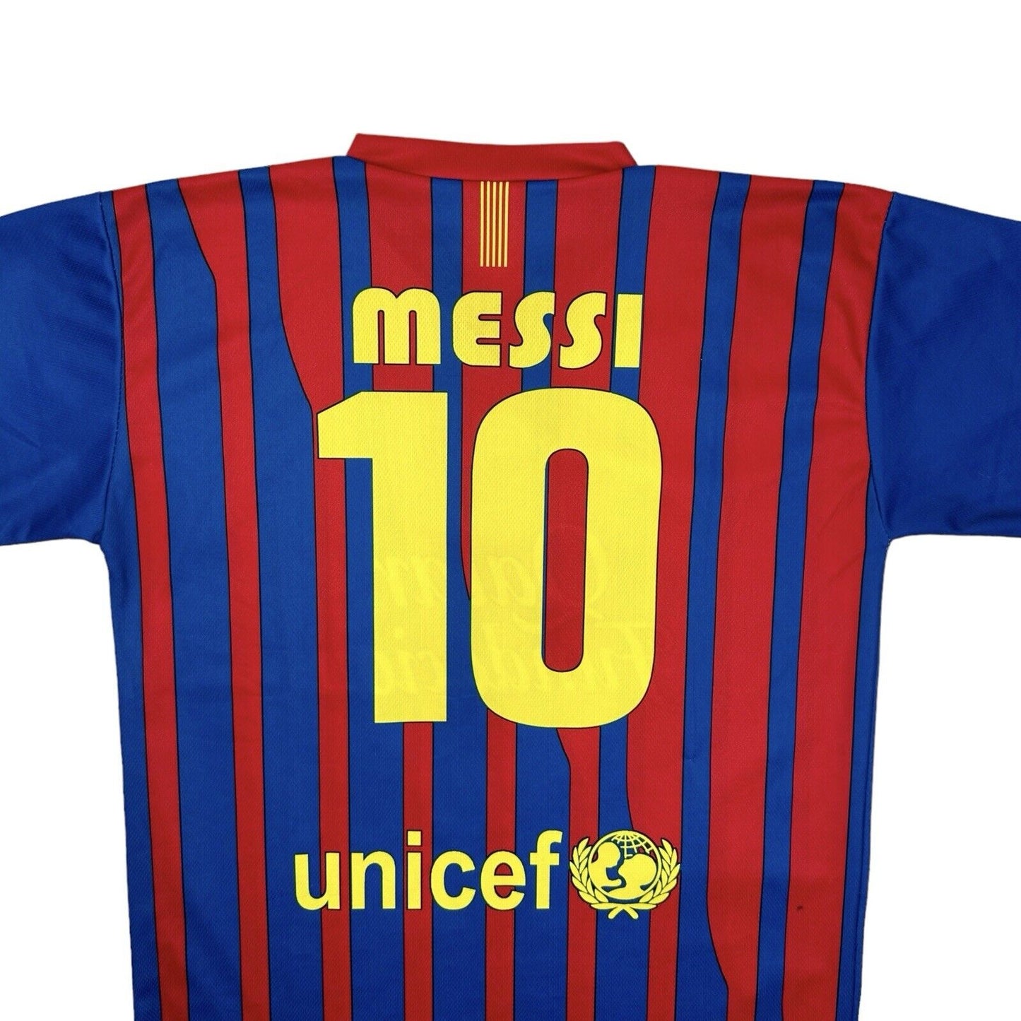 00’s Barcelona Style Football Shirt 10 Messi Red And Blue Large Soccer Top