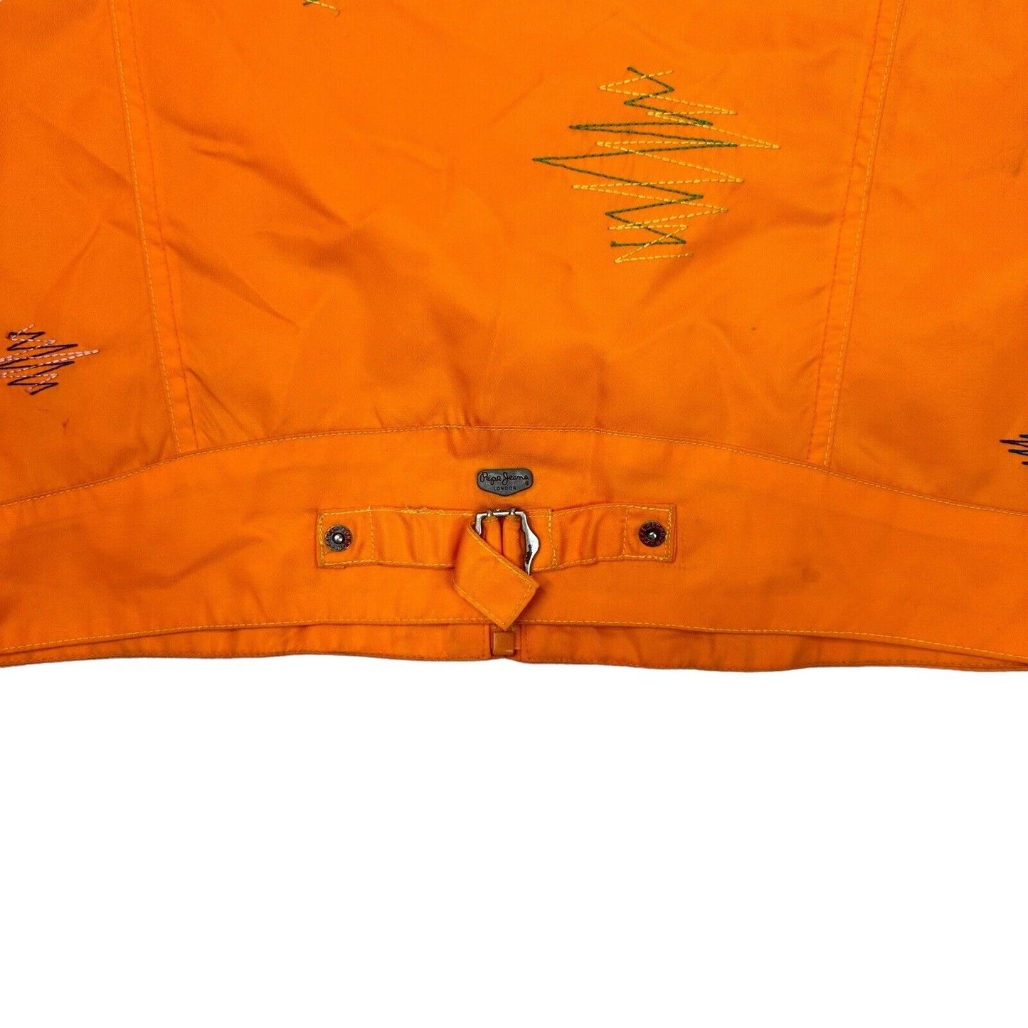 Vintage Pepe Jeans Jacket Orange Womens XL Embroidered Design