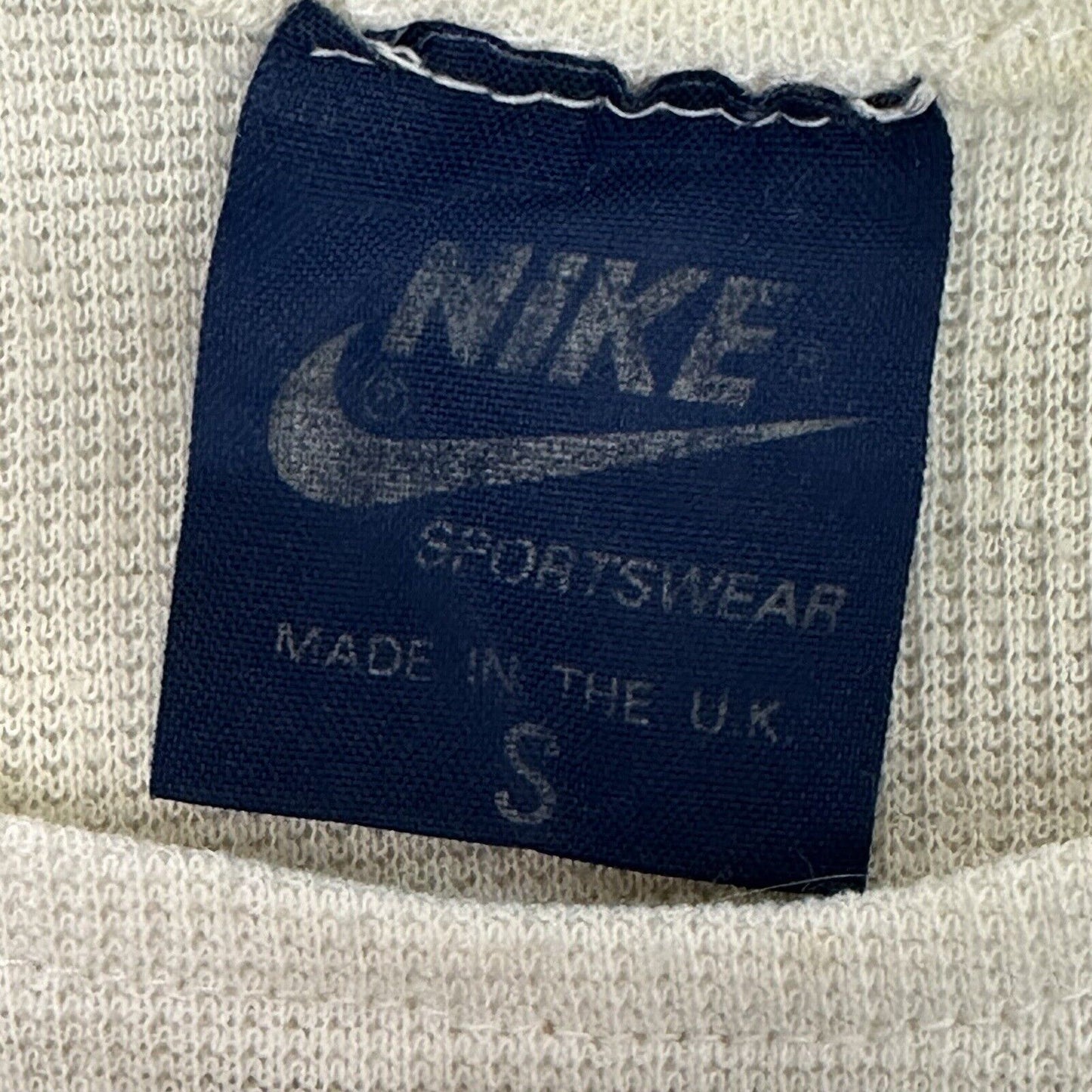 80’s Vintage Nike Vest Tank Top Mens Small Cream Made In UK Sportswear