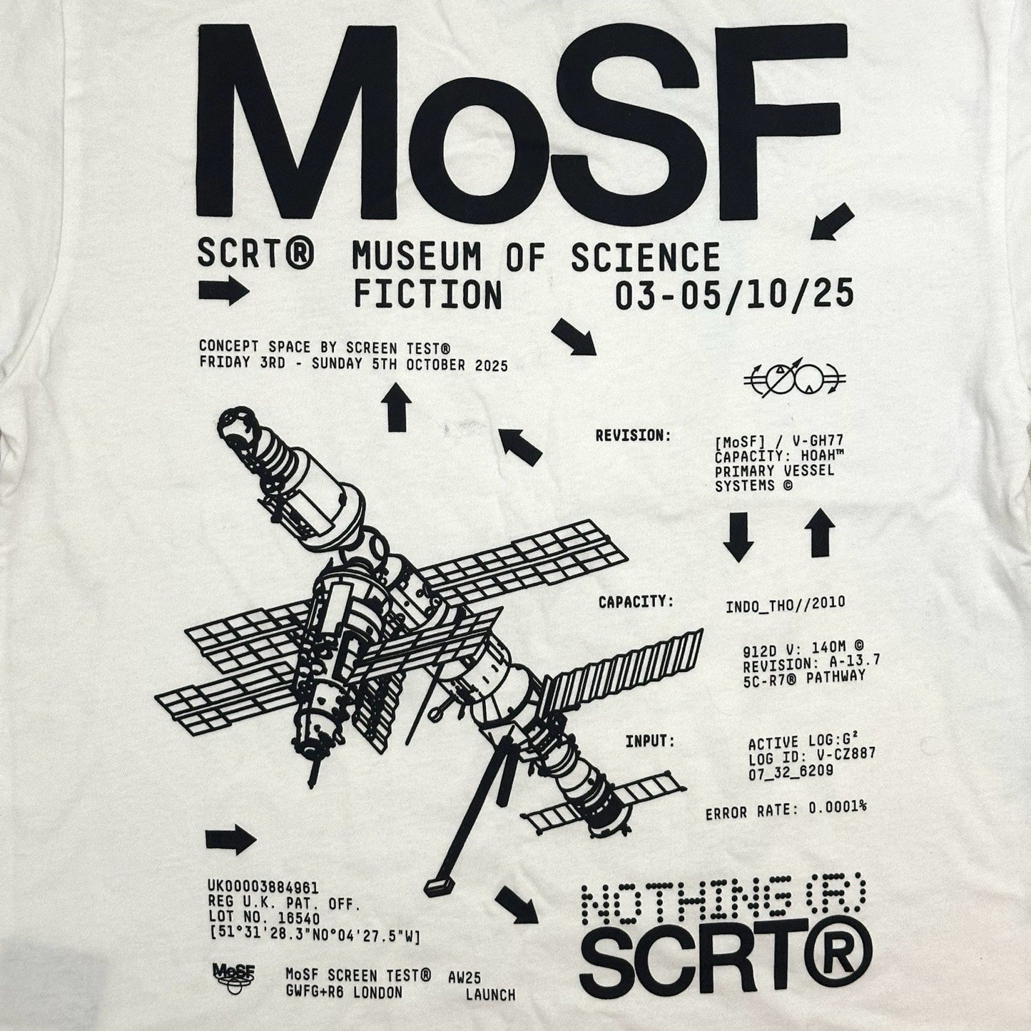 NWT SCRT x Nothing MOSF T-Shirt Men’s Small White Boxy Fit Graphic Print