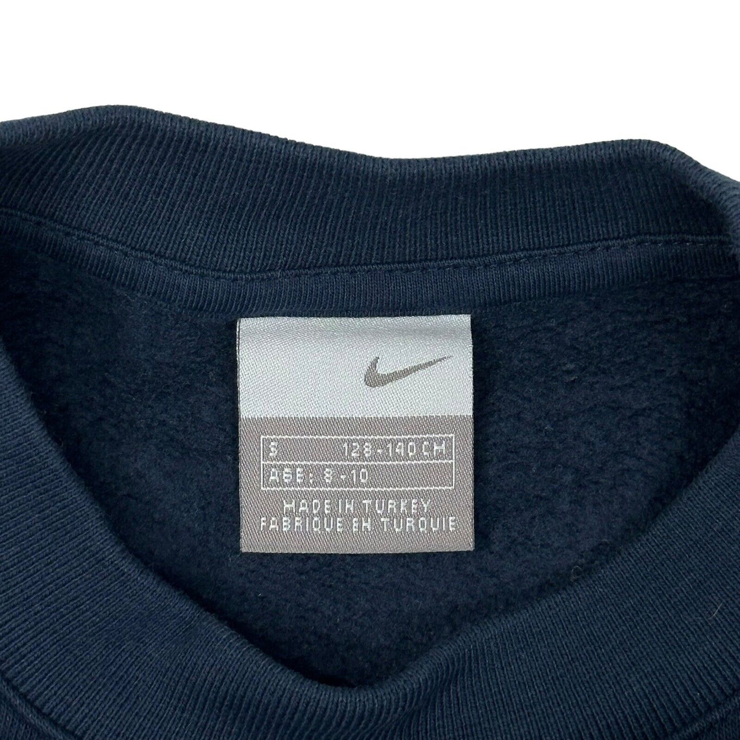 Vintage Nike Crew Neck Jumper Kids Age 8-10 Navy Embroidered Swoosh Logo