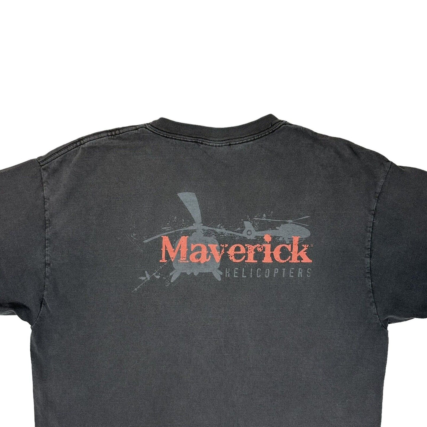 Vintage Maverick Helicopters T-Shirt Mens Large Black Graphic Print