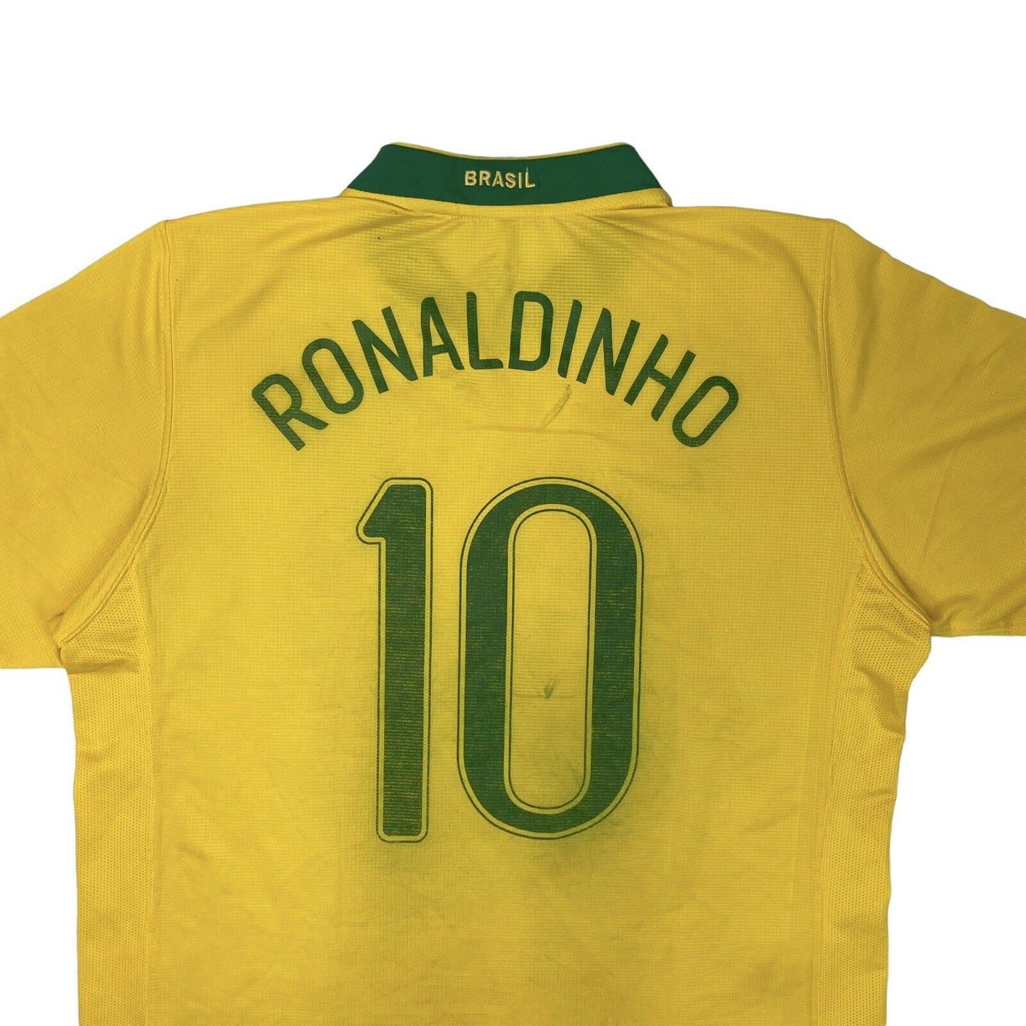 2006 Brazil Nike Football Shirt Mens Large 10 Ronaldinho Yellow And Green