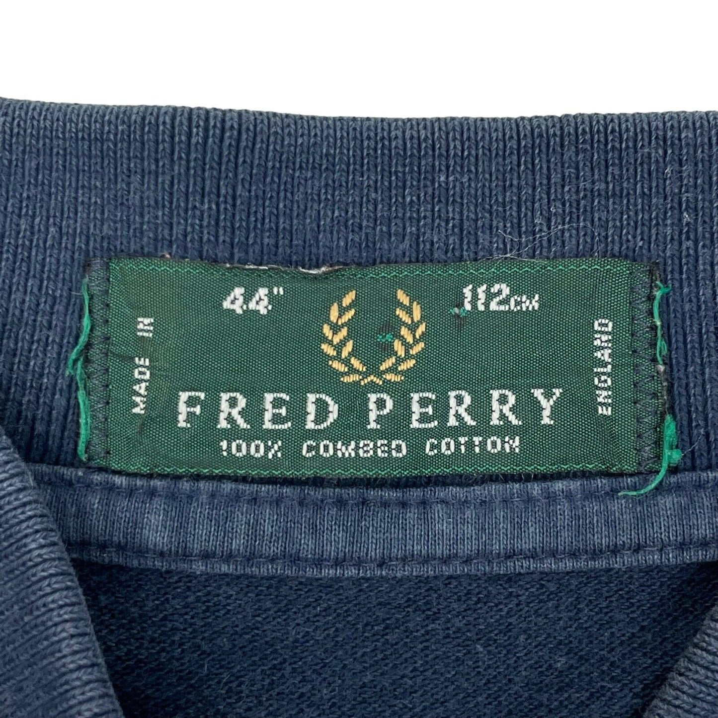 Vintage Fred Perry Polo Shirt Mens XL Navy Blue Made In England Embroidered Logo