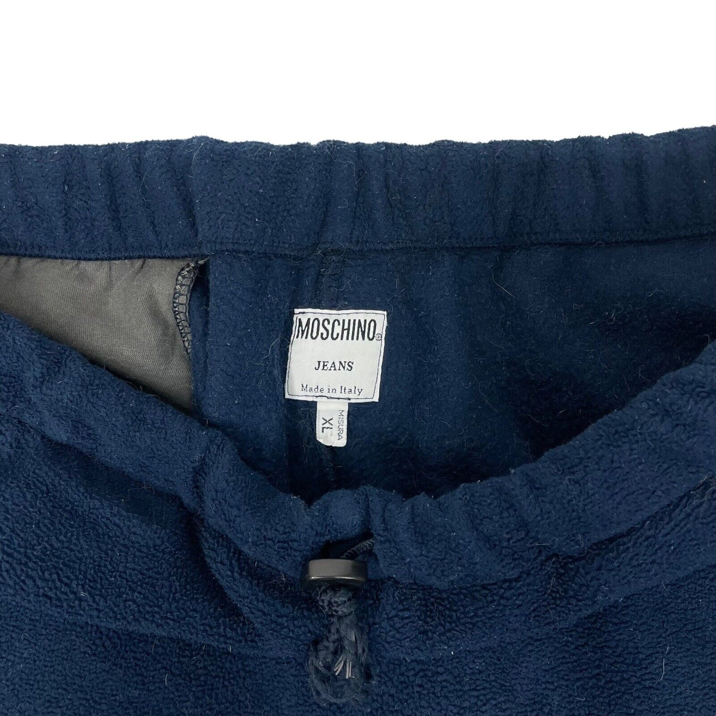 Vintage Moschino Fleece Jogger Mens XL Navy Blue Embroidered Made In Italy