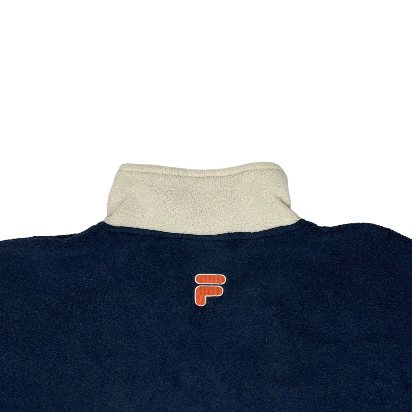 Vintage Fila Fleece Mens Large Navy Blue And Cream Embroidered Branding 90’s