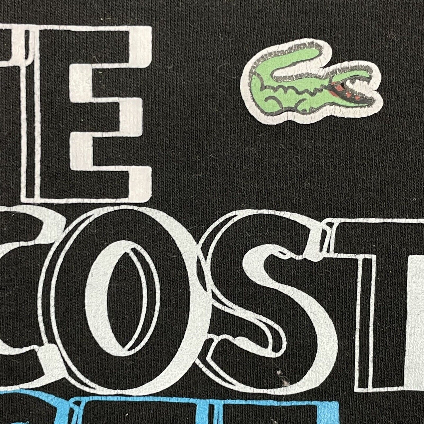 Vintage Lacoste Logo T-Shirt Black Mens Large Graphic Print