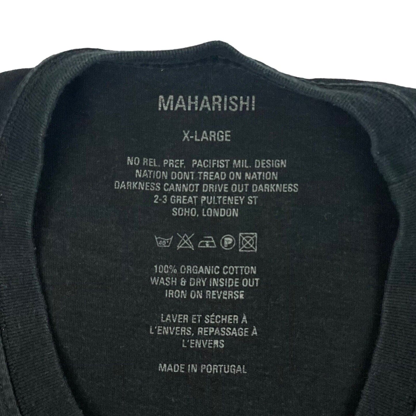 Maharishi Crew Neck T-Shirt Mens XL Black With Graphic Print