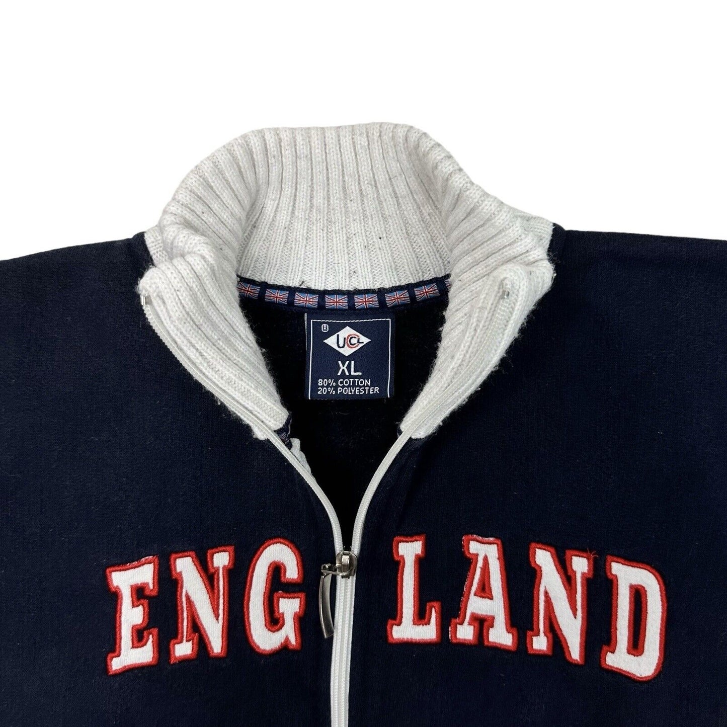 Vintage England Track Jacket Football Women’s XL Navy Blue And White Embrodiered