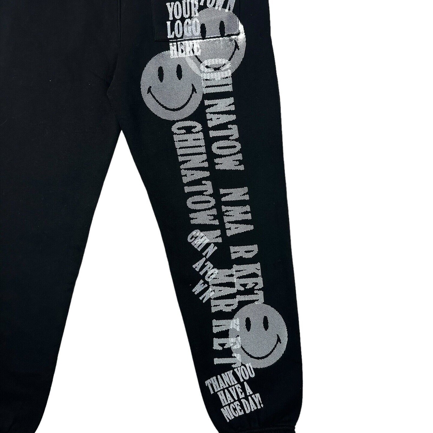 NWT Chinatown Market Smiley Inkjet Joggers Black Men’s Medium Graphic Print