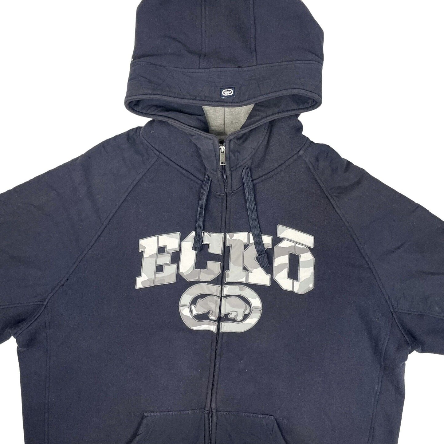 00’s Ecko Unltd Hoodie Mens XXXL Navy Blue Embroidered Design