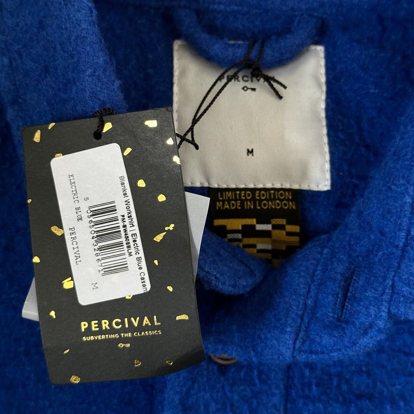 NWT Percival Blanket Workshirt Fleece Jacket Mens Medium Made In UK Blue