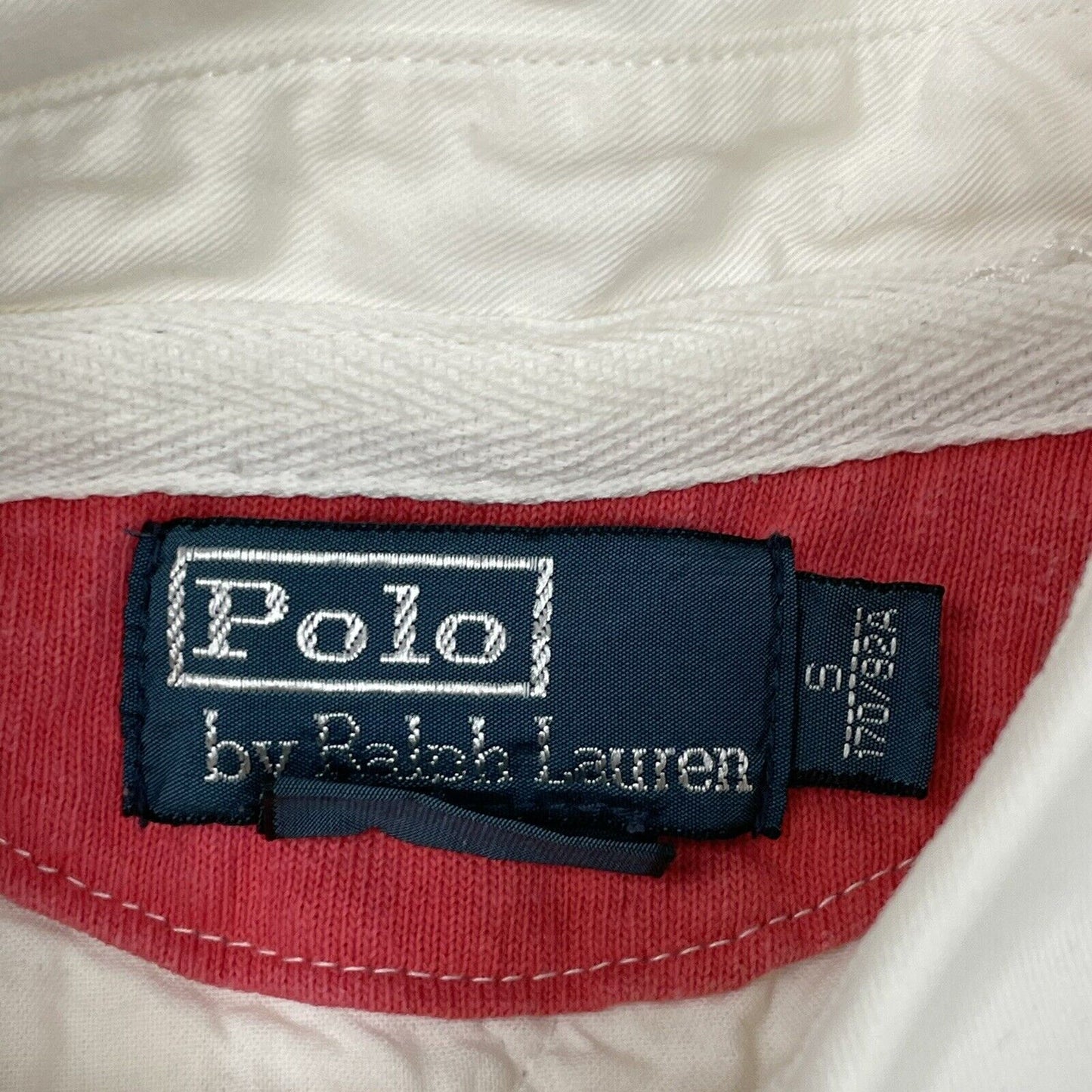 y2k Polo Ralph Lauren Rugby Polo Shirt Mens Small Red And White Stripe