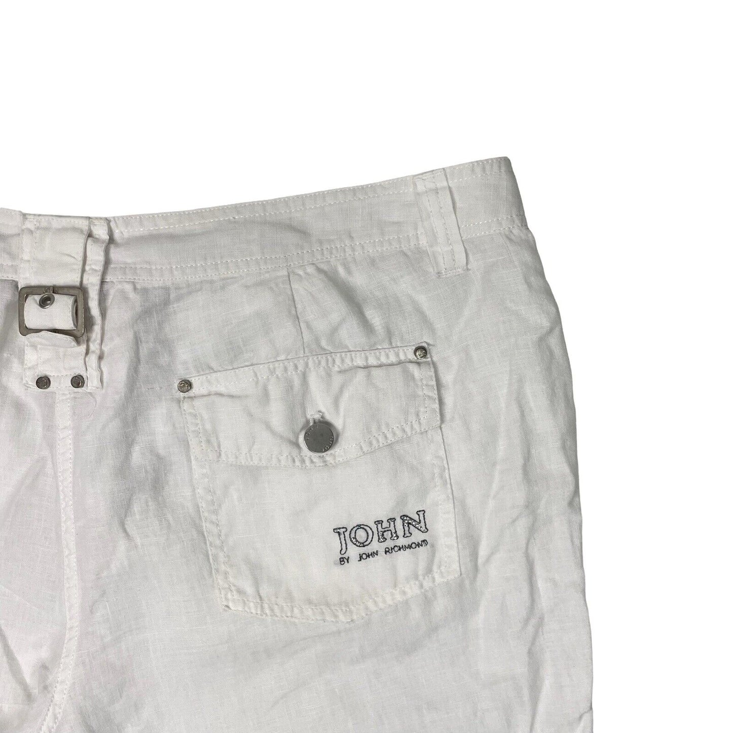 00’s John Richmond Shorts Women’s 39w White Embroidered Logo