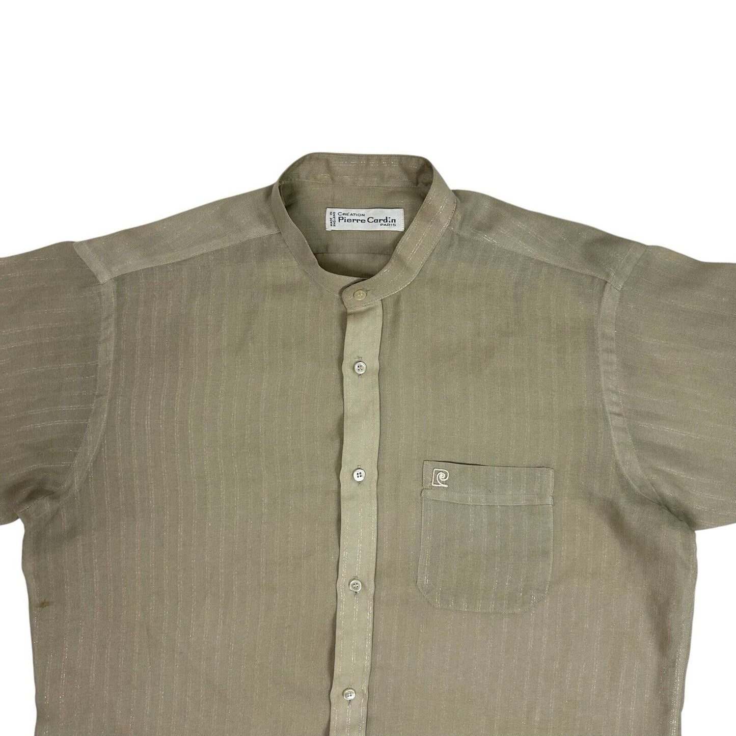 80’s Pierre Cardin Vintage Shirt Beige And Gold Stripe Stitch