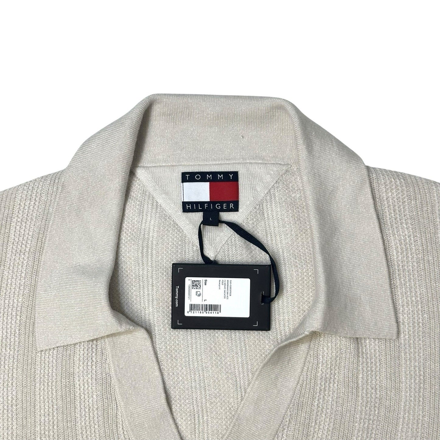 NWT Tommy Hilfiger F1 Movie Knit Polo Shirt Cream Men’s Large