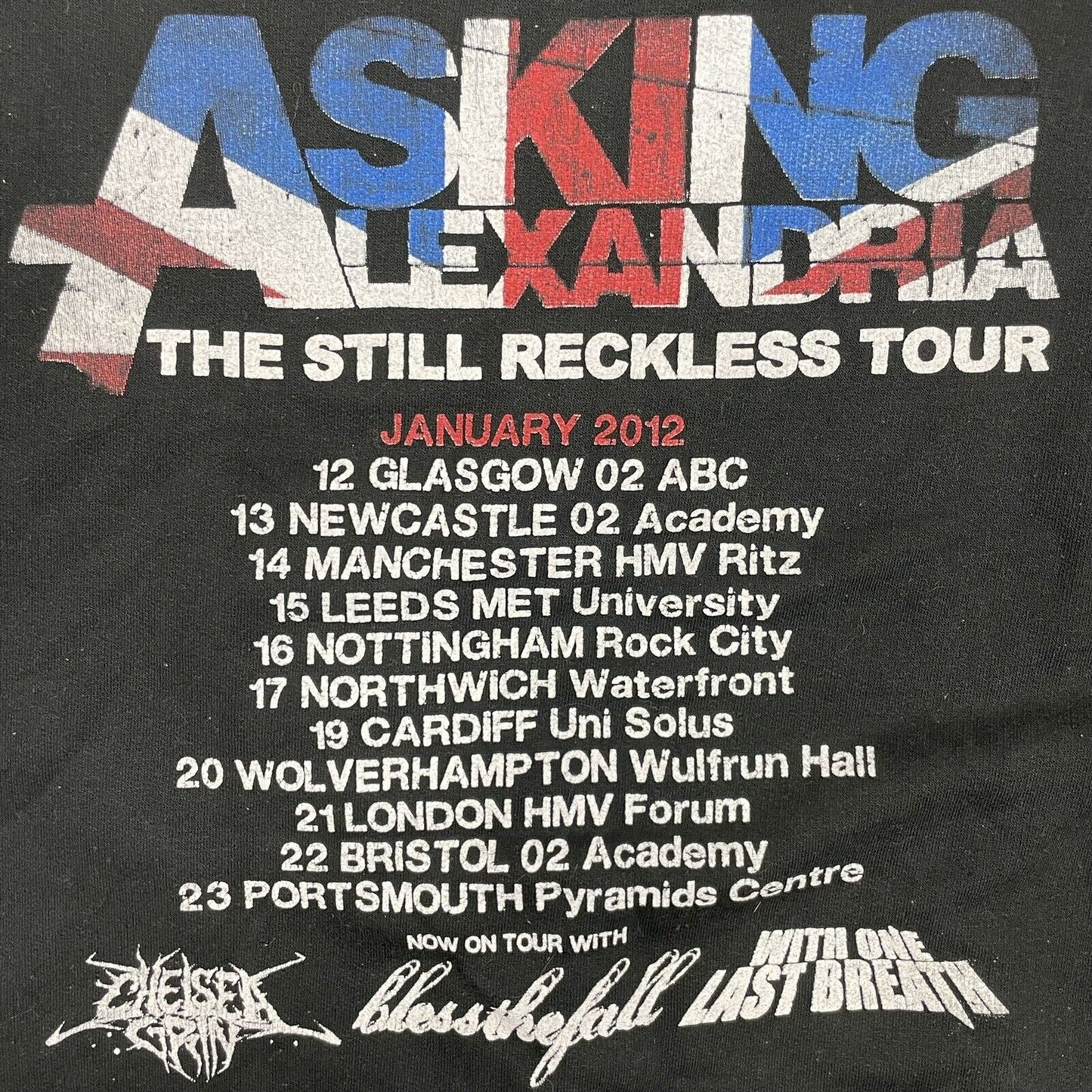 2012 Asking Alexandria UK Tour Hoodie Mens Medium Black