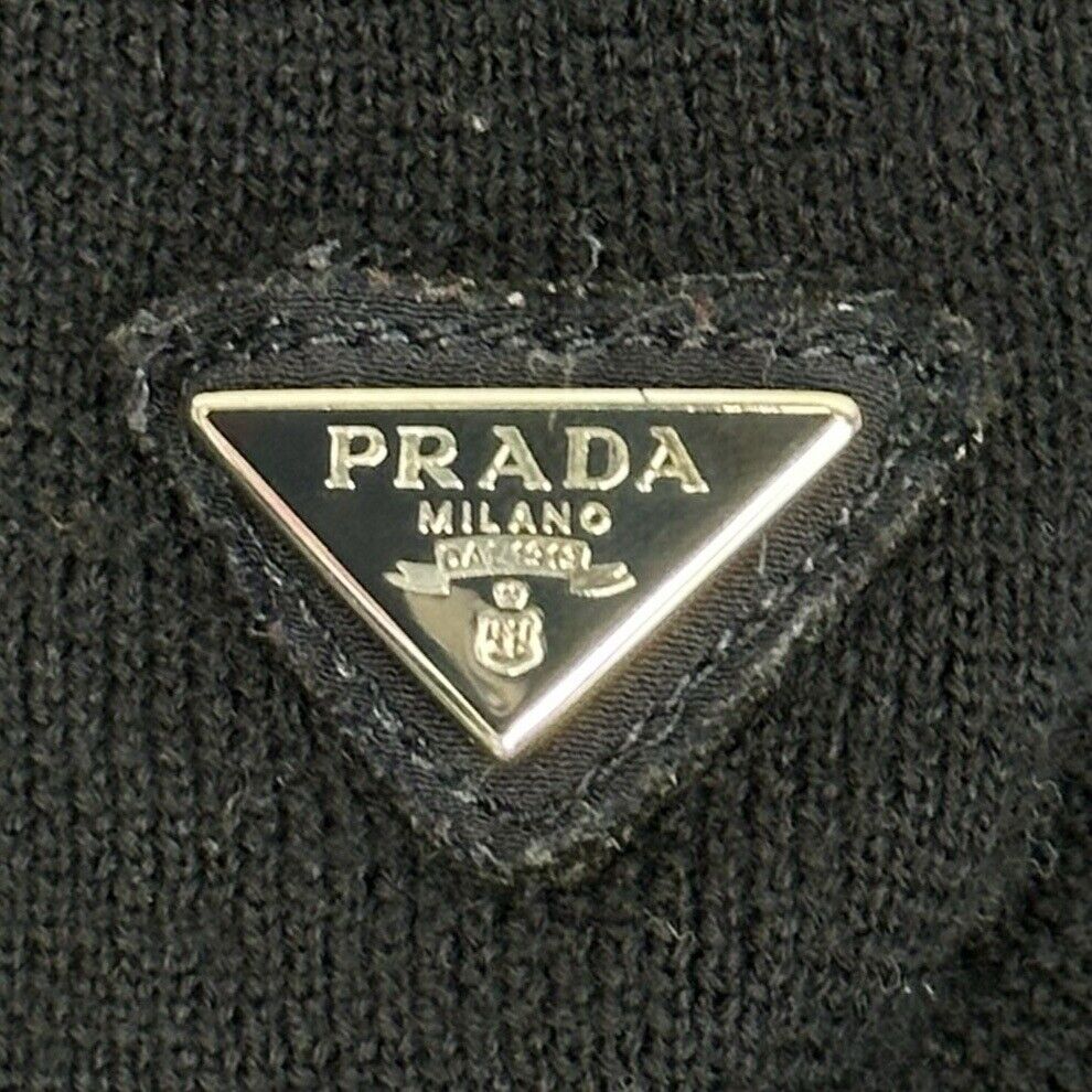 Prada Navy Wool Triangle Logo Turtleneck Mens XS/Small Made In Italy Lightweight