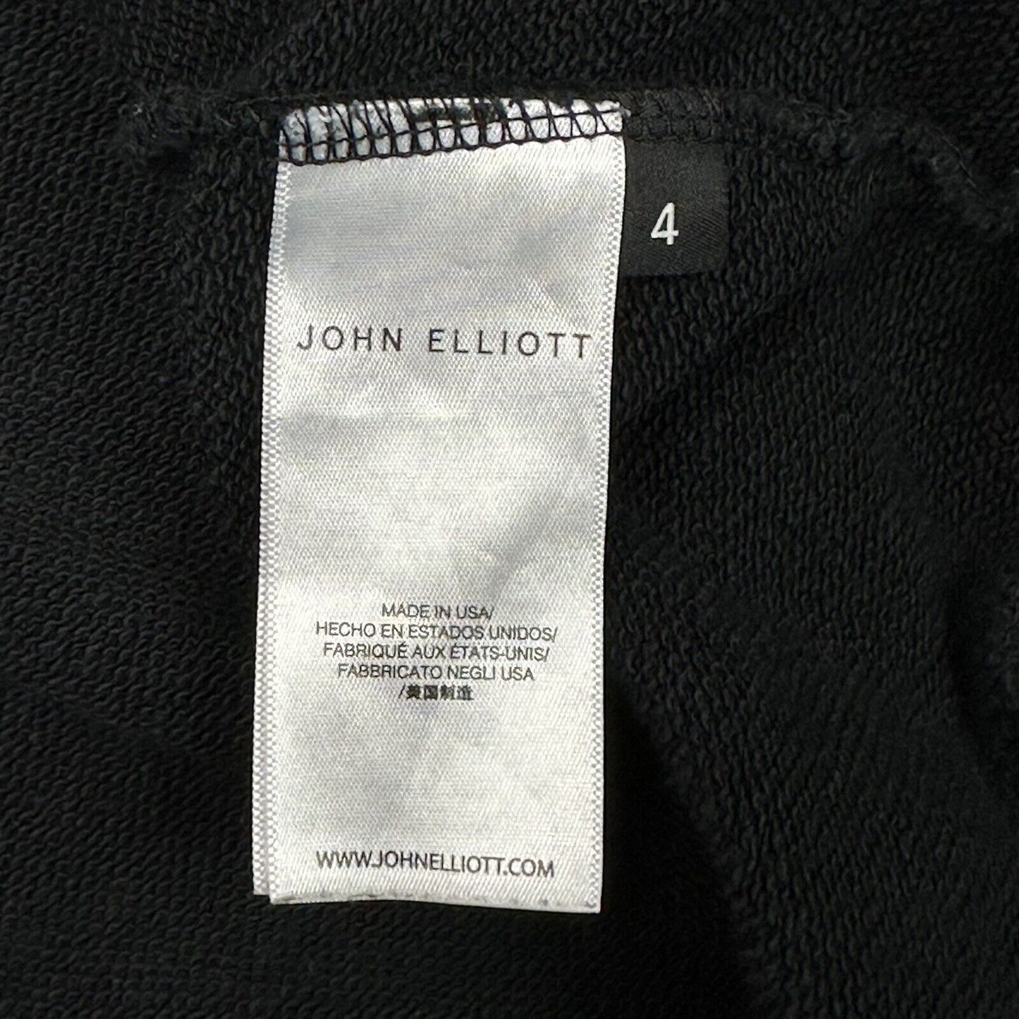 John Elliot Hoodie Pull Over Mens Size 4 XL Black Made In USA