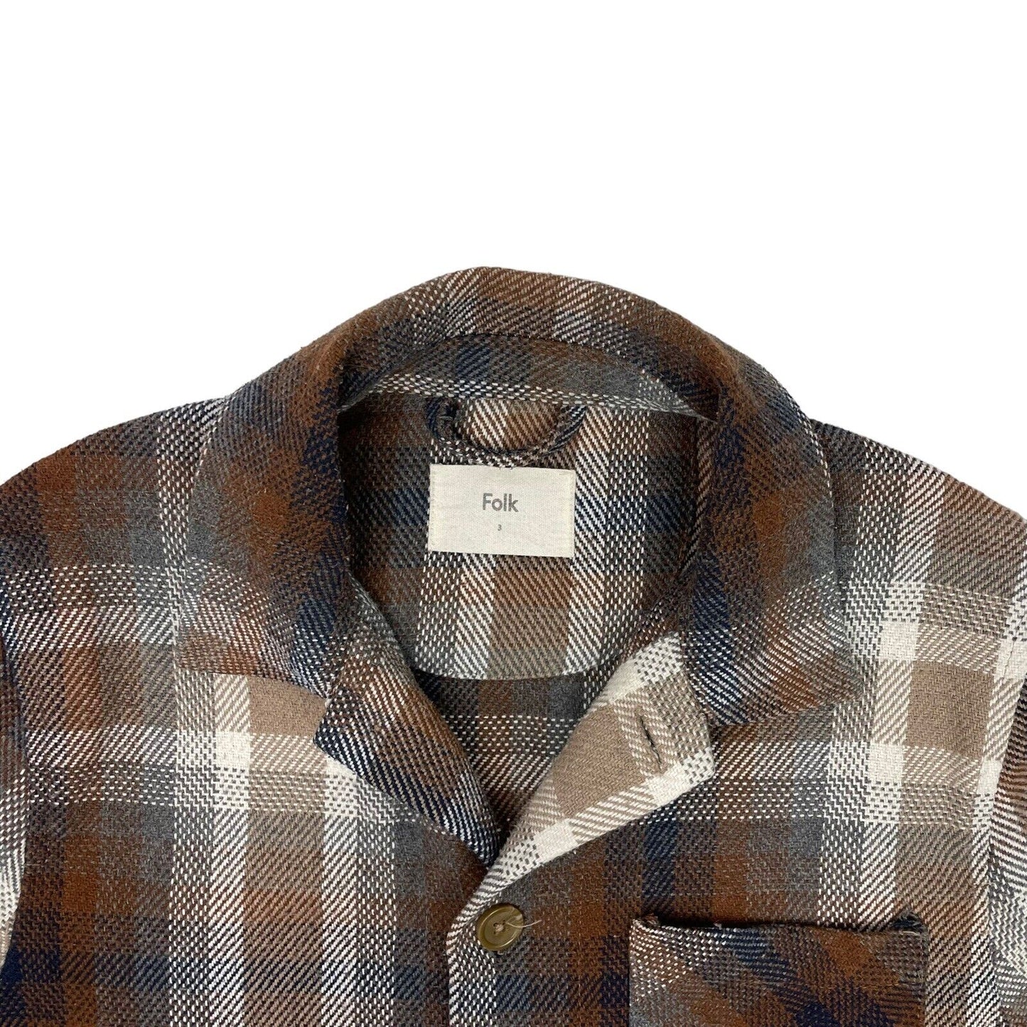 Folk Check Shirt Jacket Men’s Medium Brown Heavyweight