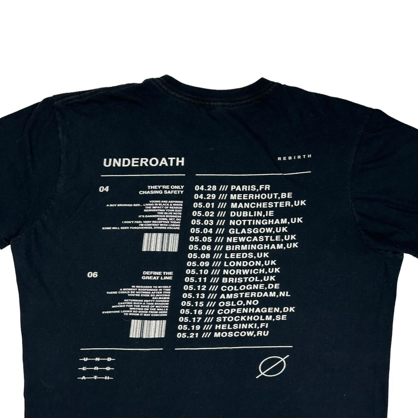 2017 Underoath Rebirth Europe Tour T-Shirt Mens Large Black Gildan